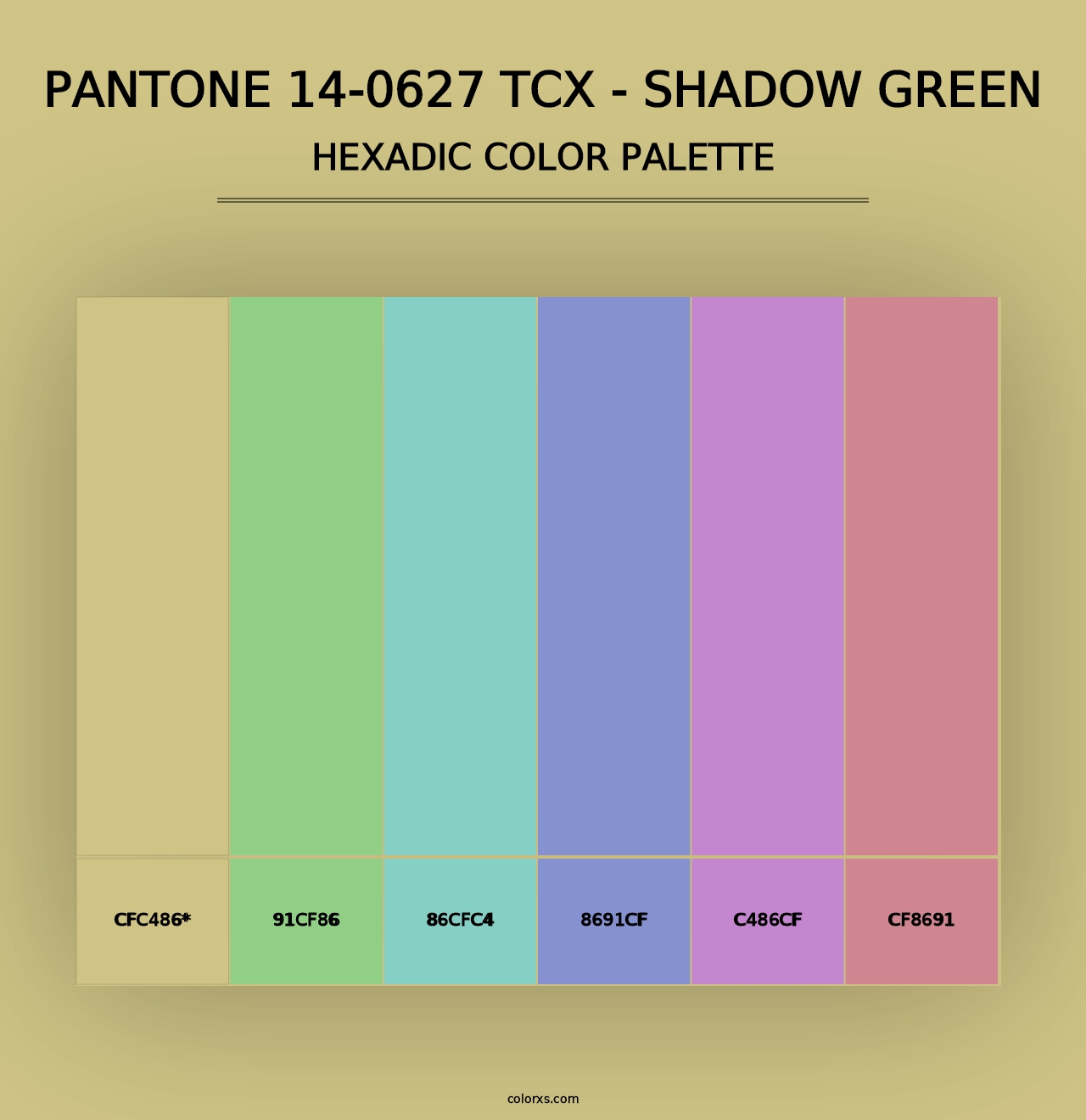 PANTONE 14-0627 TCX - Shadow Green - Hexadic Color Palette