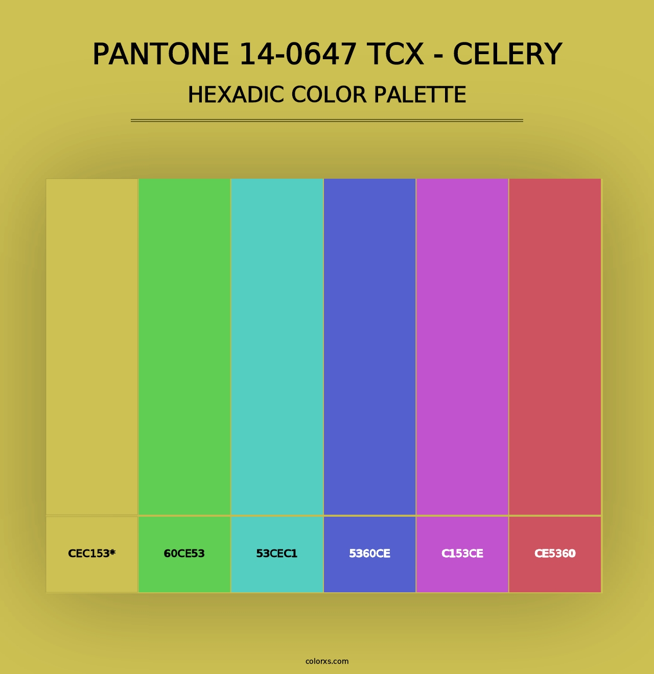 PANTONE 14-0647 TCX - Celery - Hexadic Color Palette