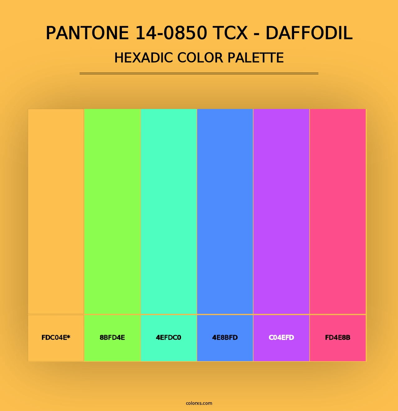 PANTONE 14-0850 TCX - Daffodil - Hexadic Color Palette