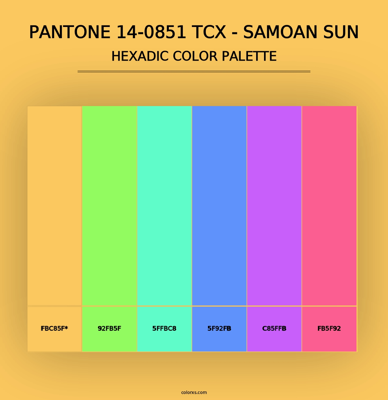 PANTONE 14-0851 TCX - Samoan Sun - Hexadic Color Palette