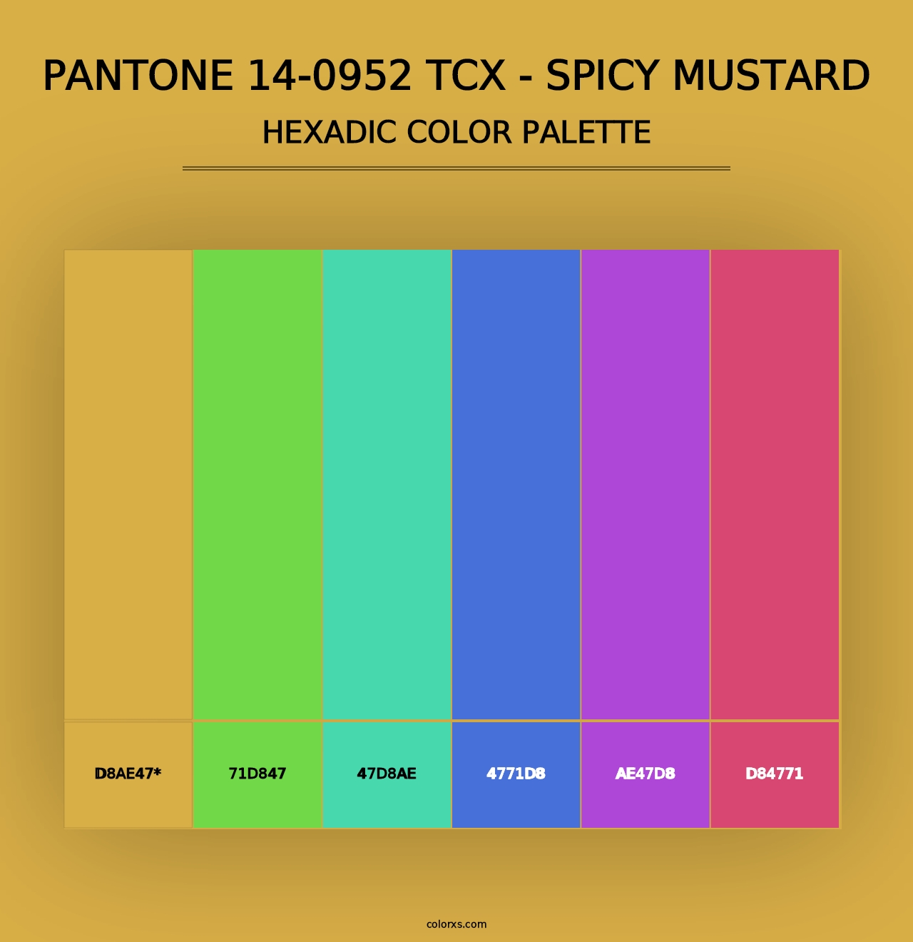 PANTONE 14-0952 TCX - Spicy Mustard - Hexadic Color Palette