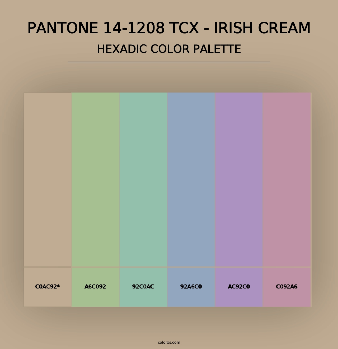 PANTONE 14-1208 TCX - Irish Cream - Hexadic Color Palette