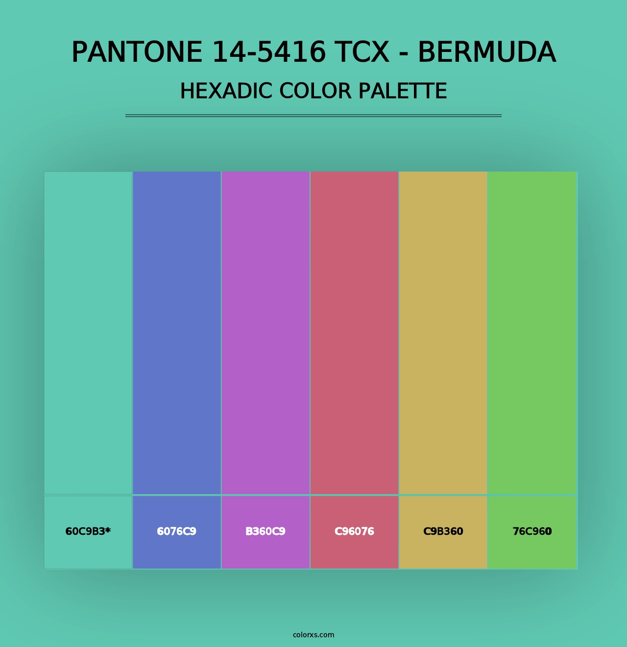 PANTONE 14-5416 TCX - Bermuda - Hexadic Color Palette