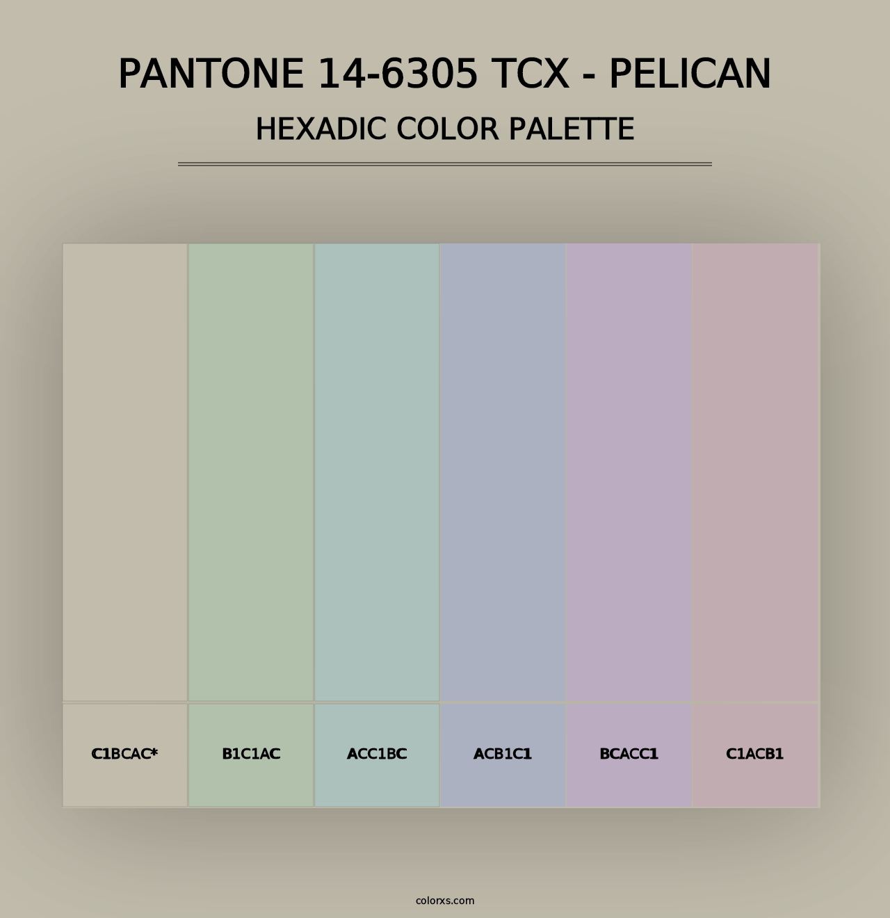 PANTONE 14-6305 TCX - Pelican - Hexadic Color Palette