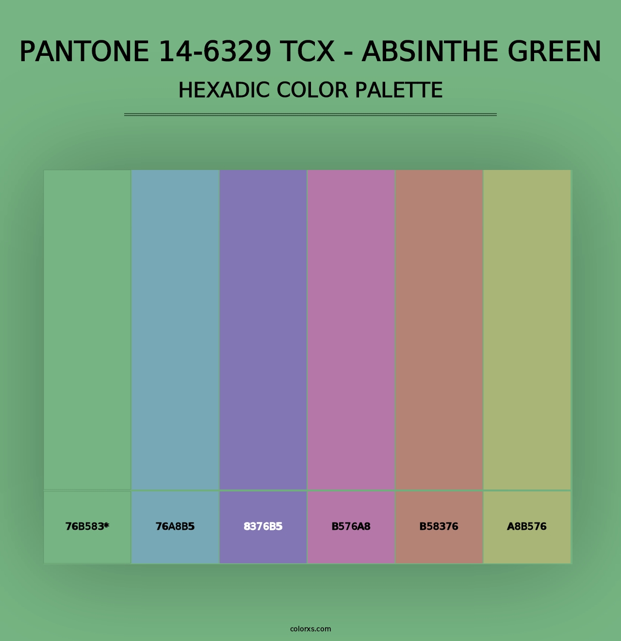 PANTONE 14-6329 TCX - Absinthe Green - Hexadic Color Palette