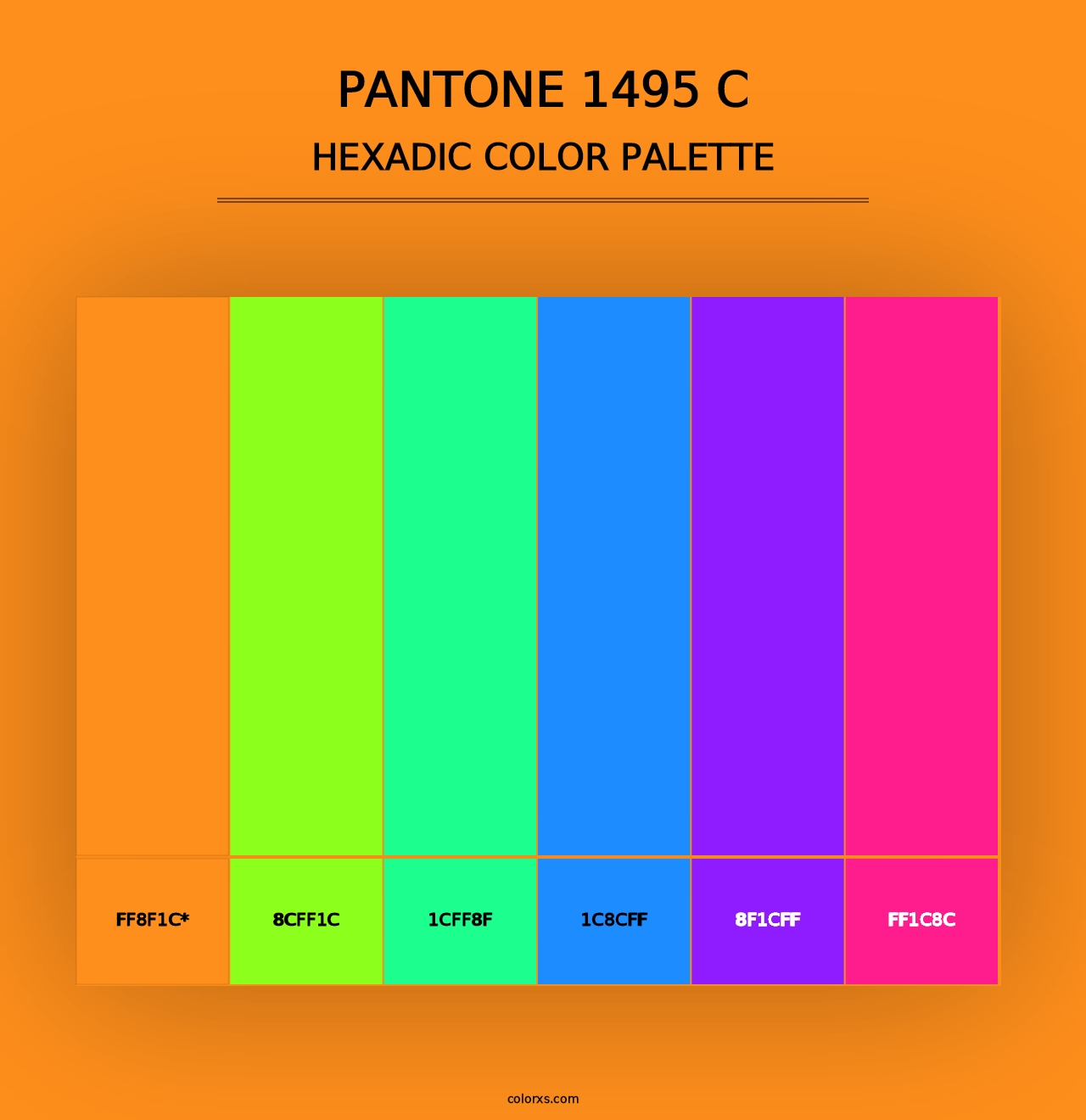 PANTONE 1495 C - Hexadic Color Palette