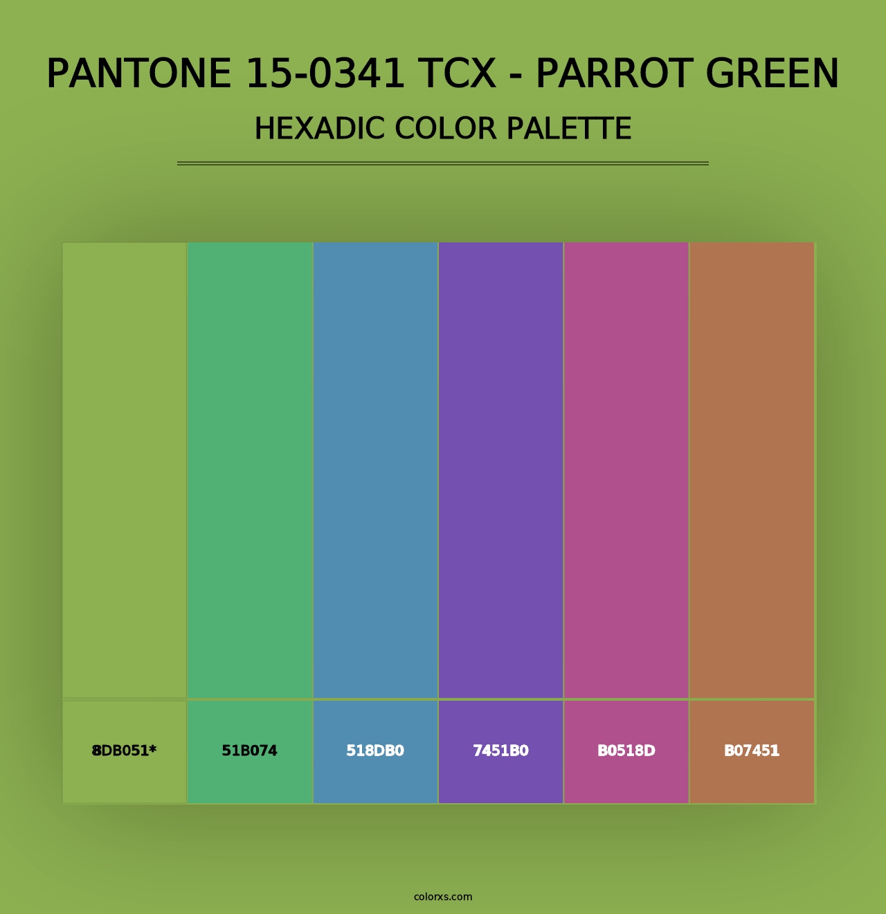 PANTONE 15-0341 TCX - Parrot Green - Hexadic Color Palette