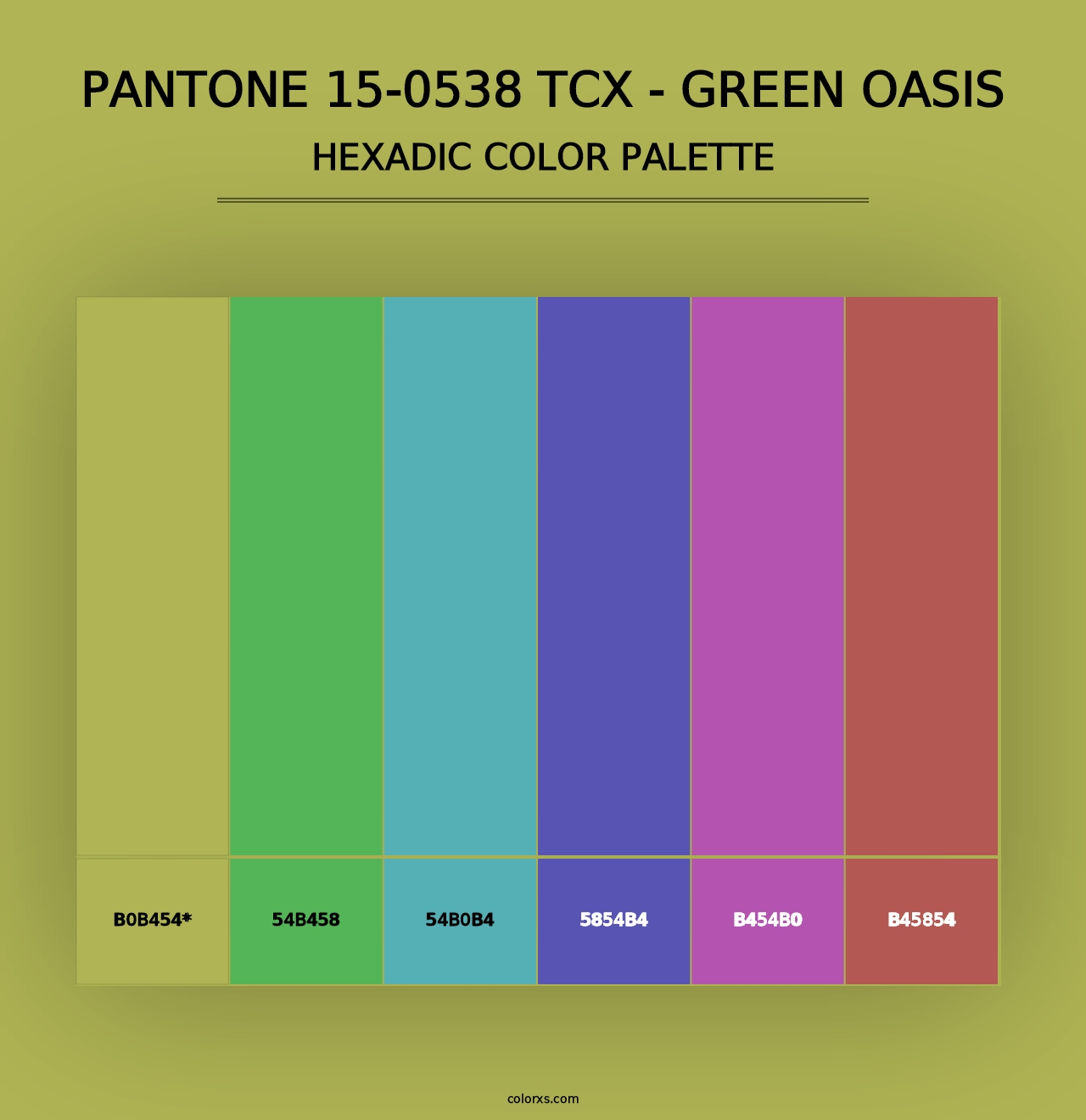 PANTONE 15-0538 TCX - Green Oasis - Hexadic Color Palette