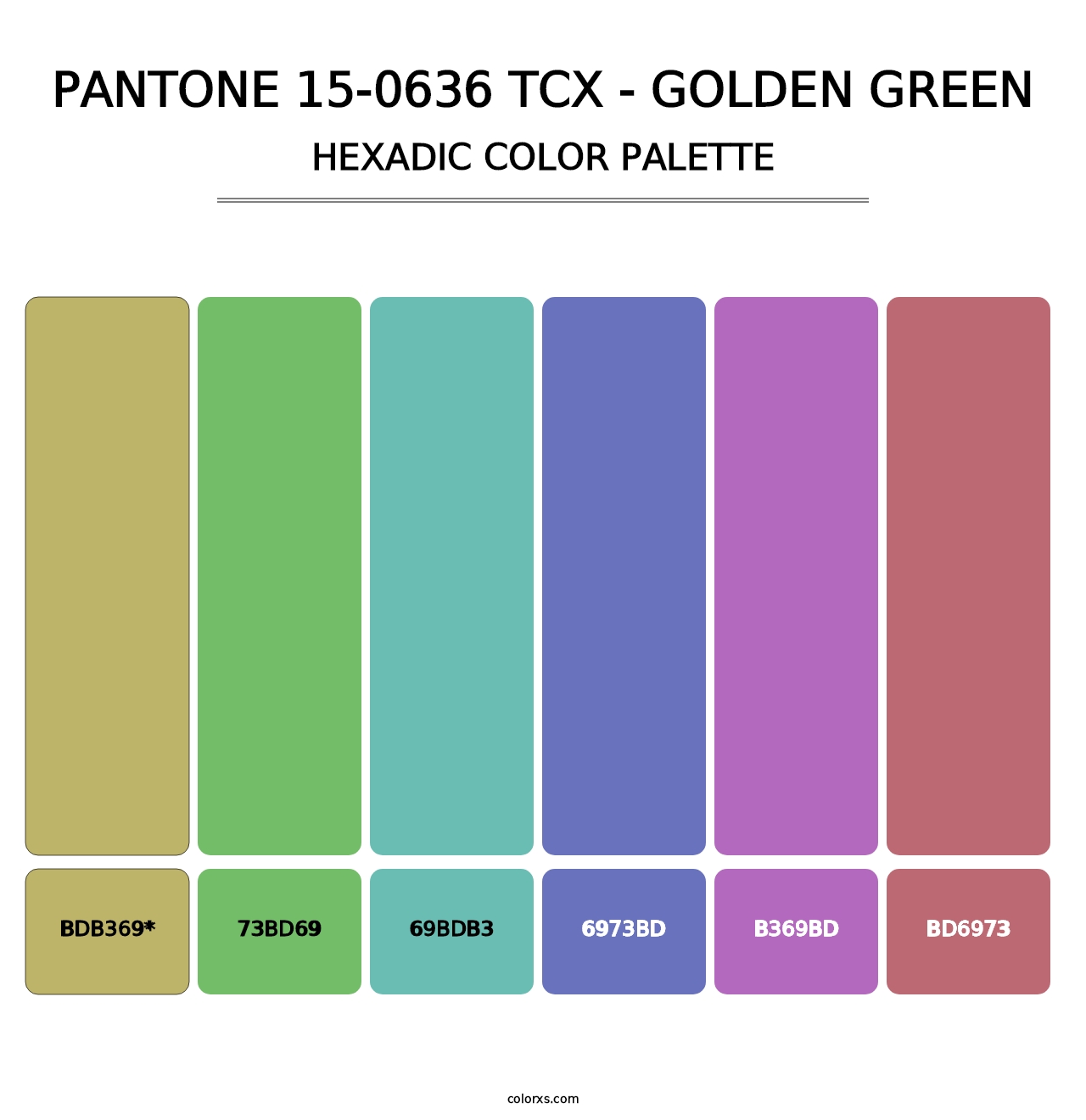 PANTONE 15-0636 TCX - Golden Green - Hexadic Color Palette