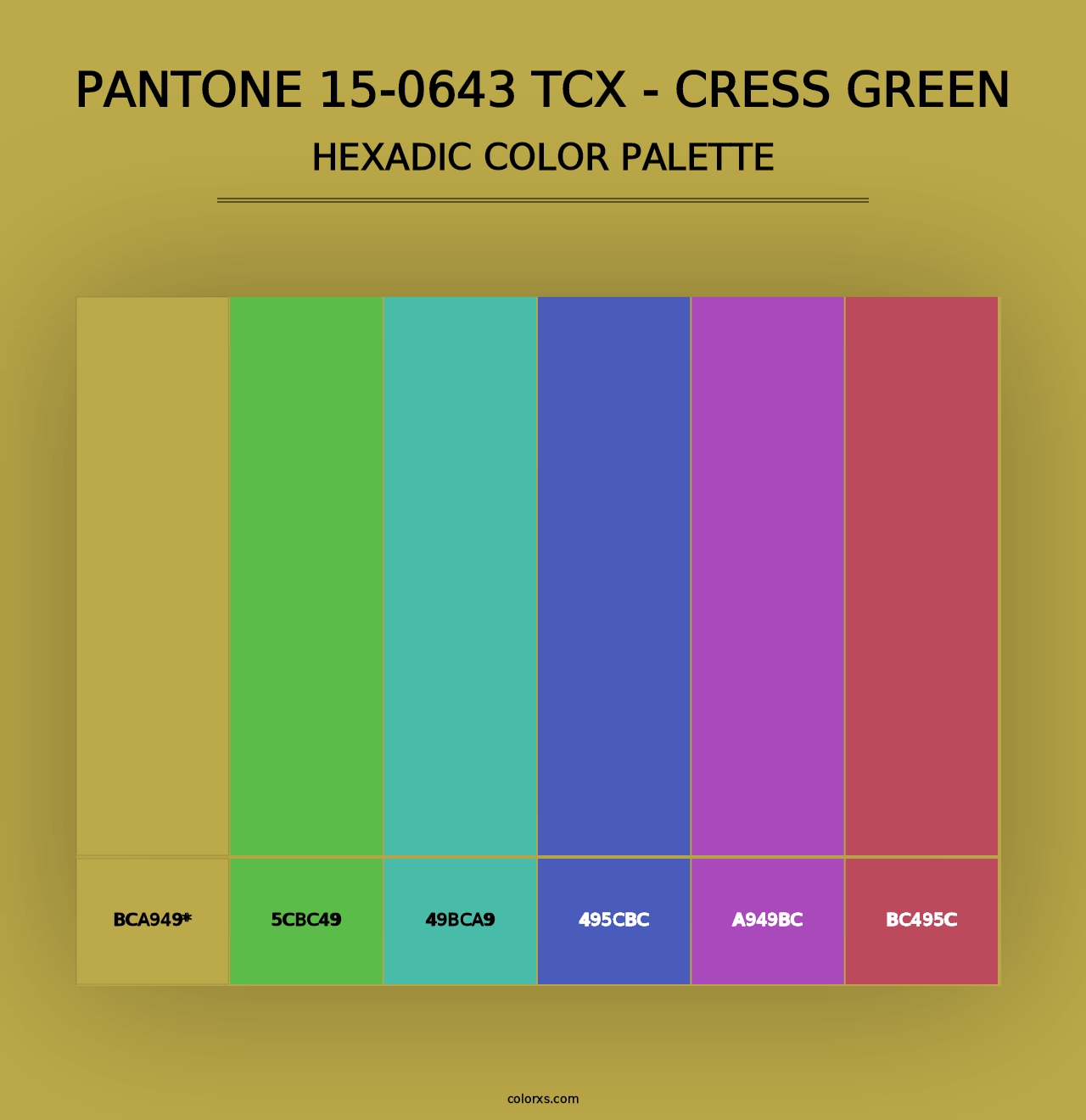 PANTONE 15-0643 TCX - Cress Green - Hexadic Color Palette