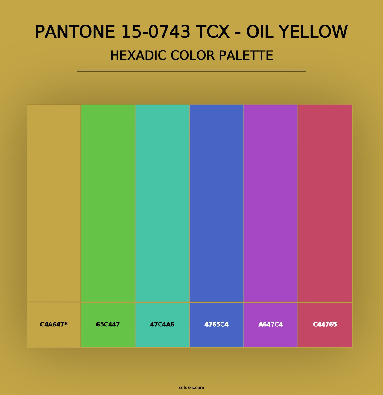 PANTONE 15-0743 TCX - Oil Yellow - Hexadic Color Palette