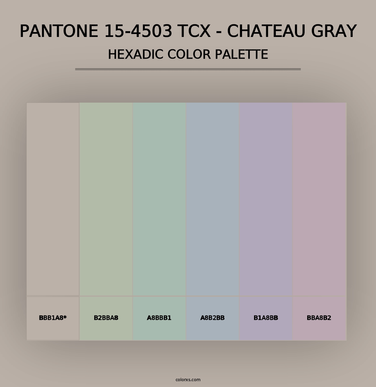 PANTONE 15-4503 TCX - Chateau Gray - Hexadic Color Palette