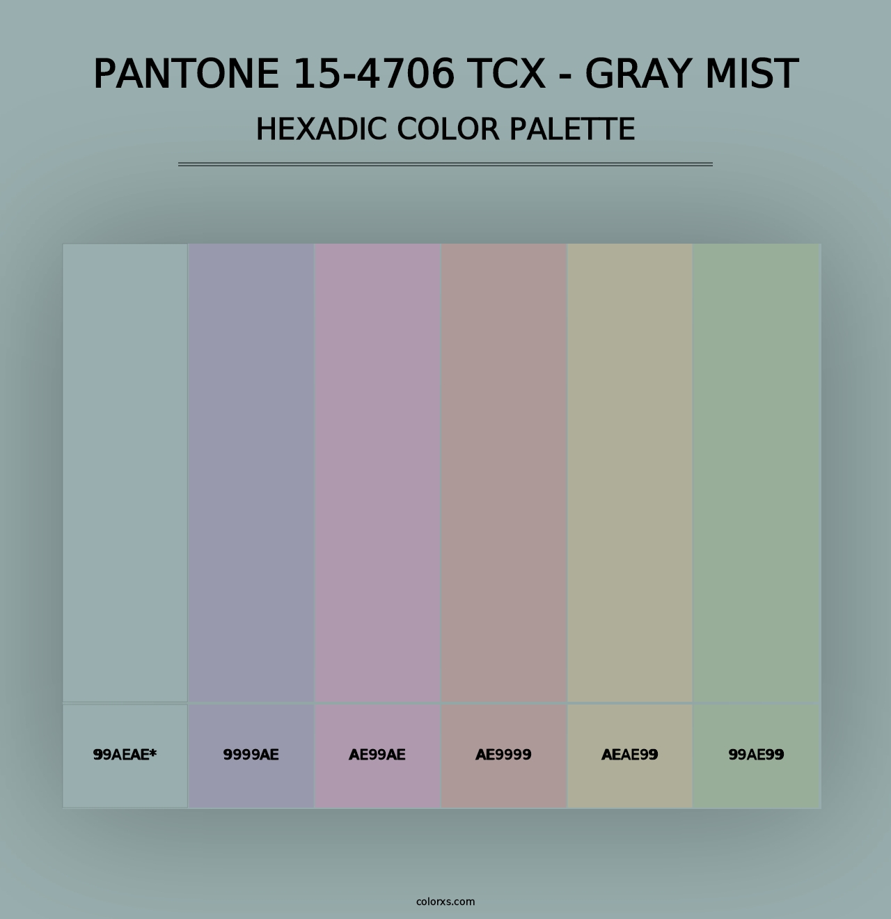 PANTONE 15-4706 TCX - Gray Mist - Hexadic Color Palette