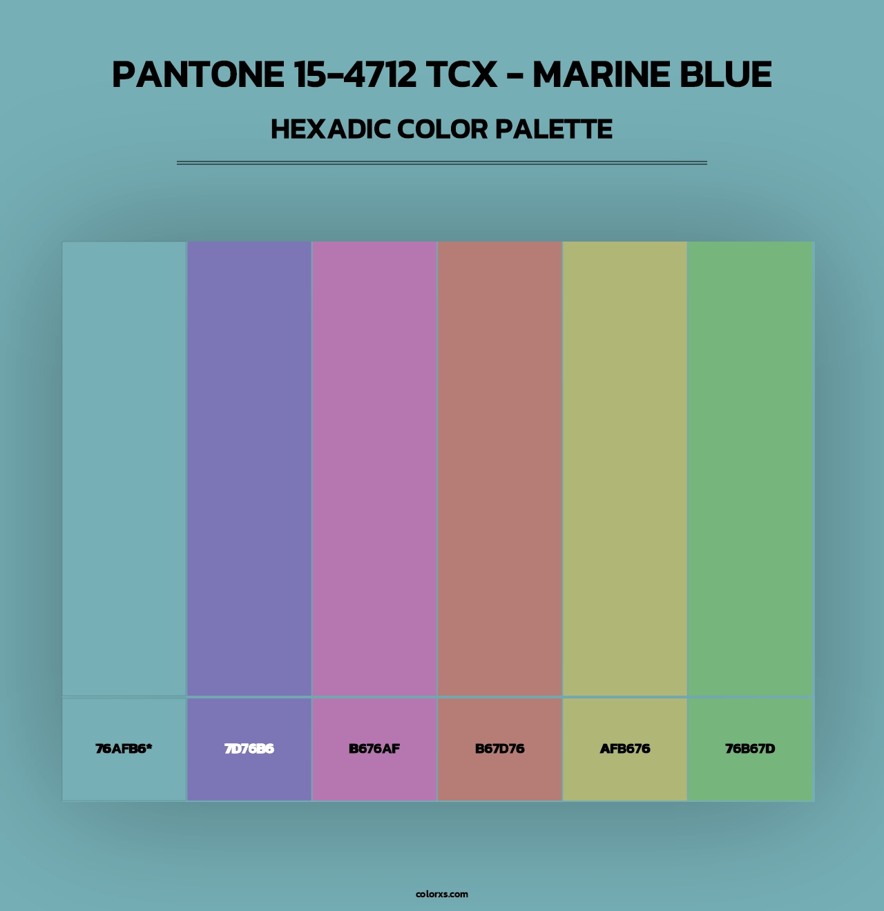 PANTONE 15-4712 TCX - Marine Blue - Hexadic Color Palette