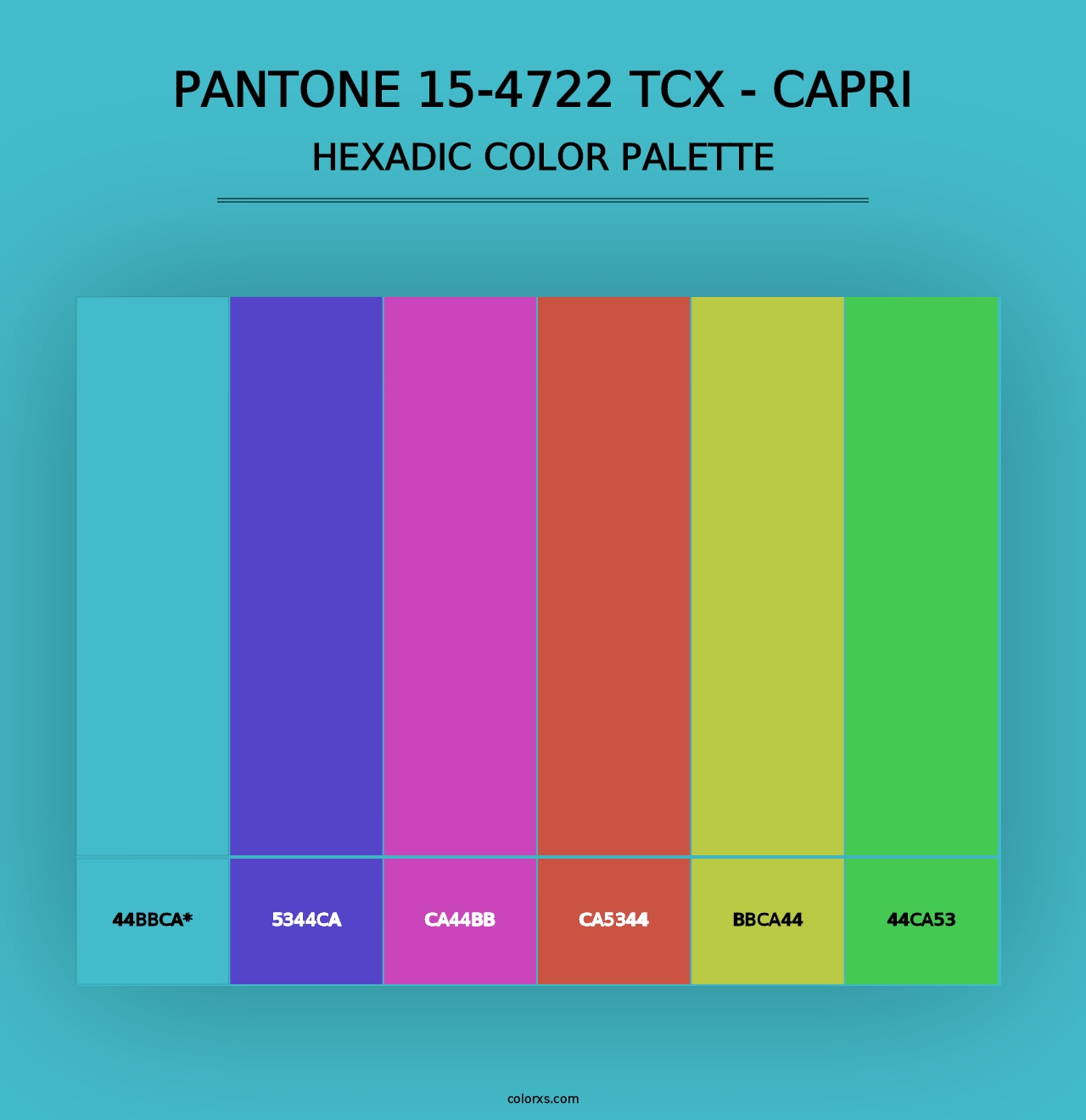 PANTONE 15-4722 TCX - Capri - Hexadic Color Palette