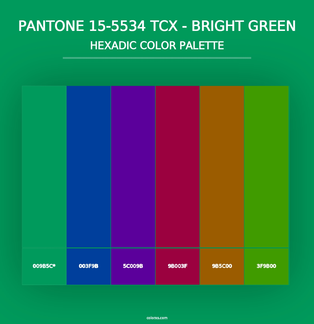 PANTONE 15-5534 TCX - Bright Green - Hexadic Color Palette