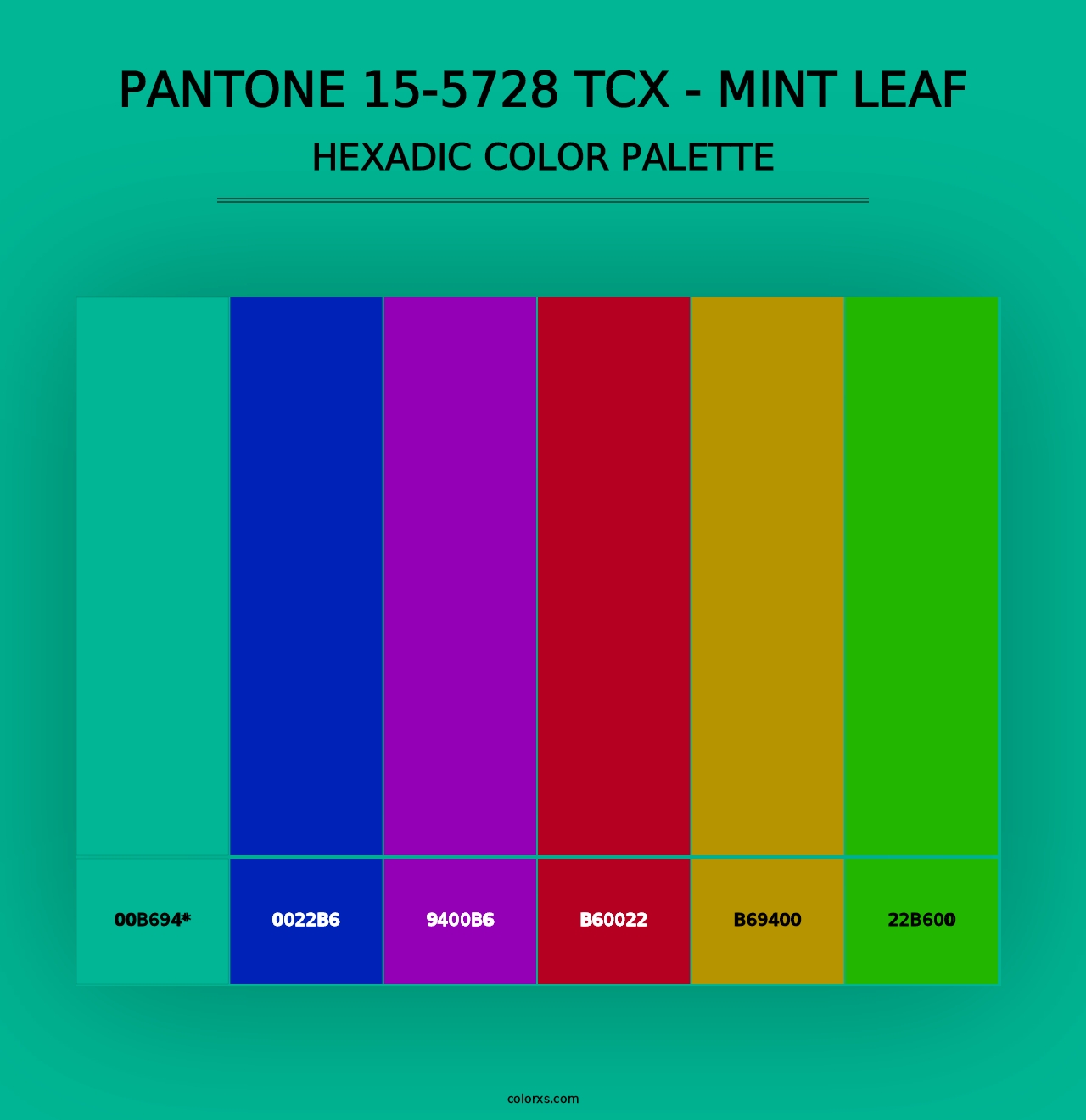 PANTONE 15-5728 TCX - Mint Leaf - Hexadic Color Palette