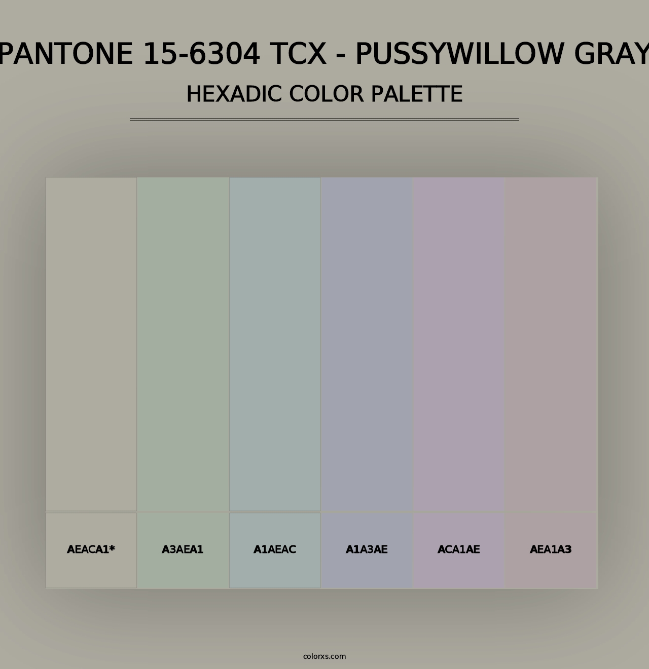 PANTONE 15-6304 TCX - Pussywillow Gray - Hexadic Color Palette