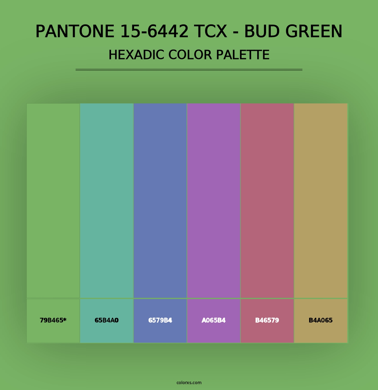 PANTONE 15-6442 TCX - Bud Green - Hexadic Color Palette