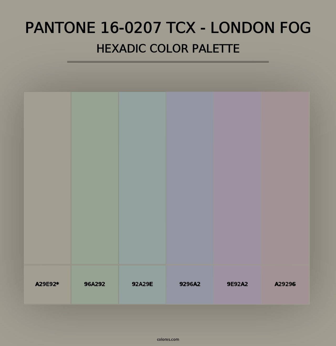 PANTONE 16-0207 TCX - London Fog - Hexadic Color Palette