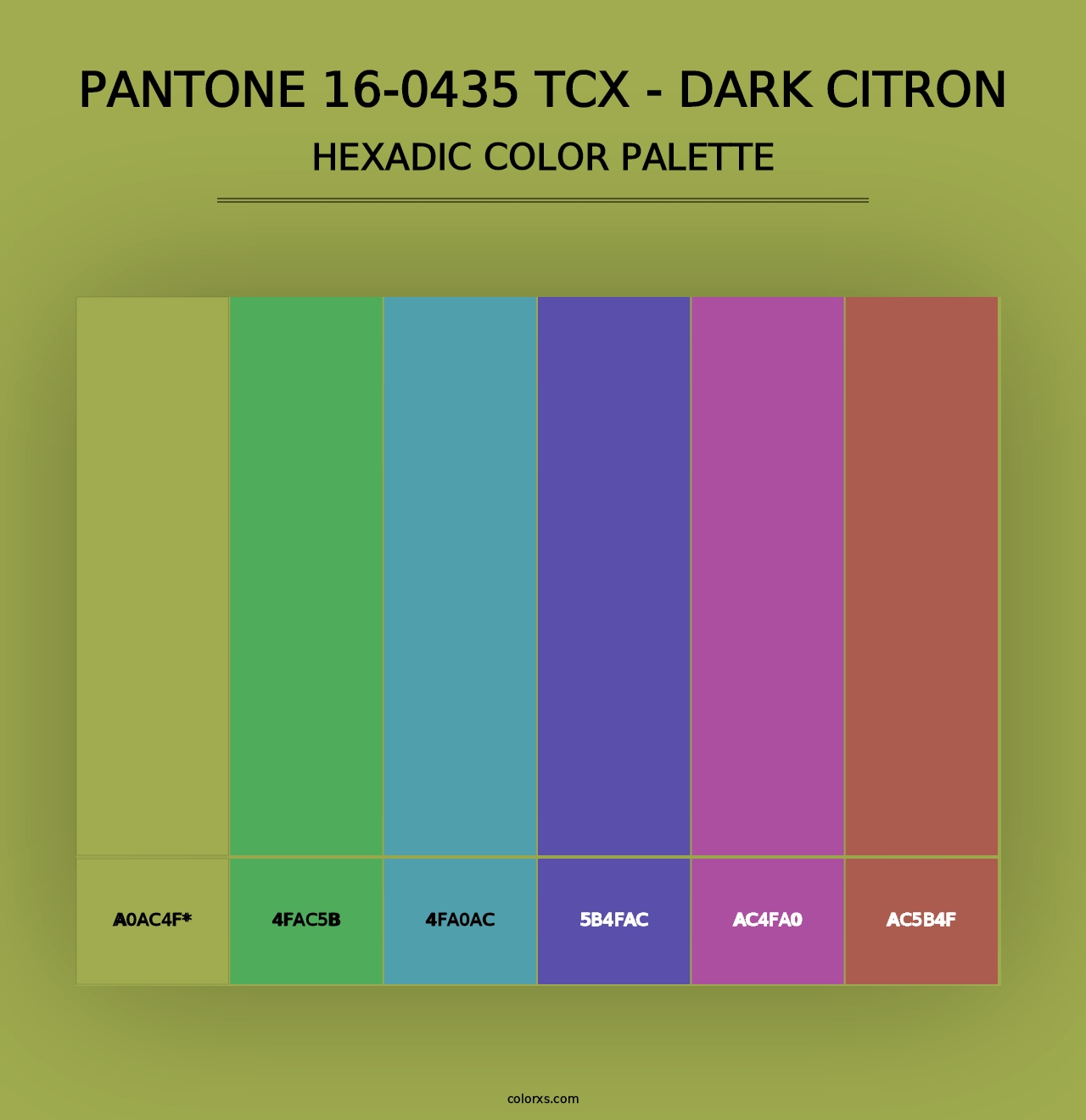 PANTONE 16-0435 TCX - Dark Citron - Hexadic Color Palette