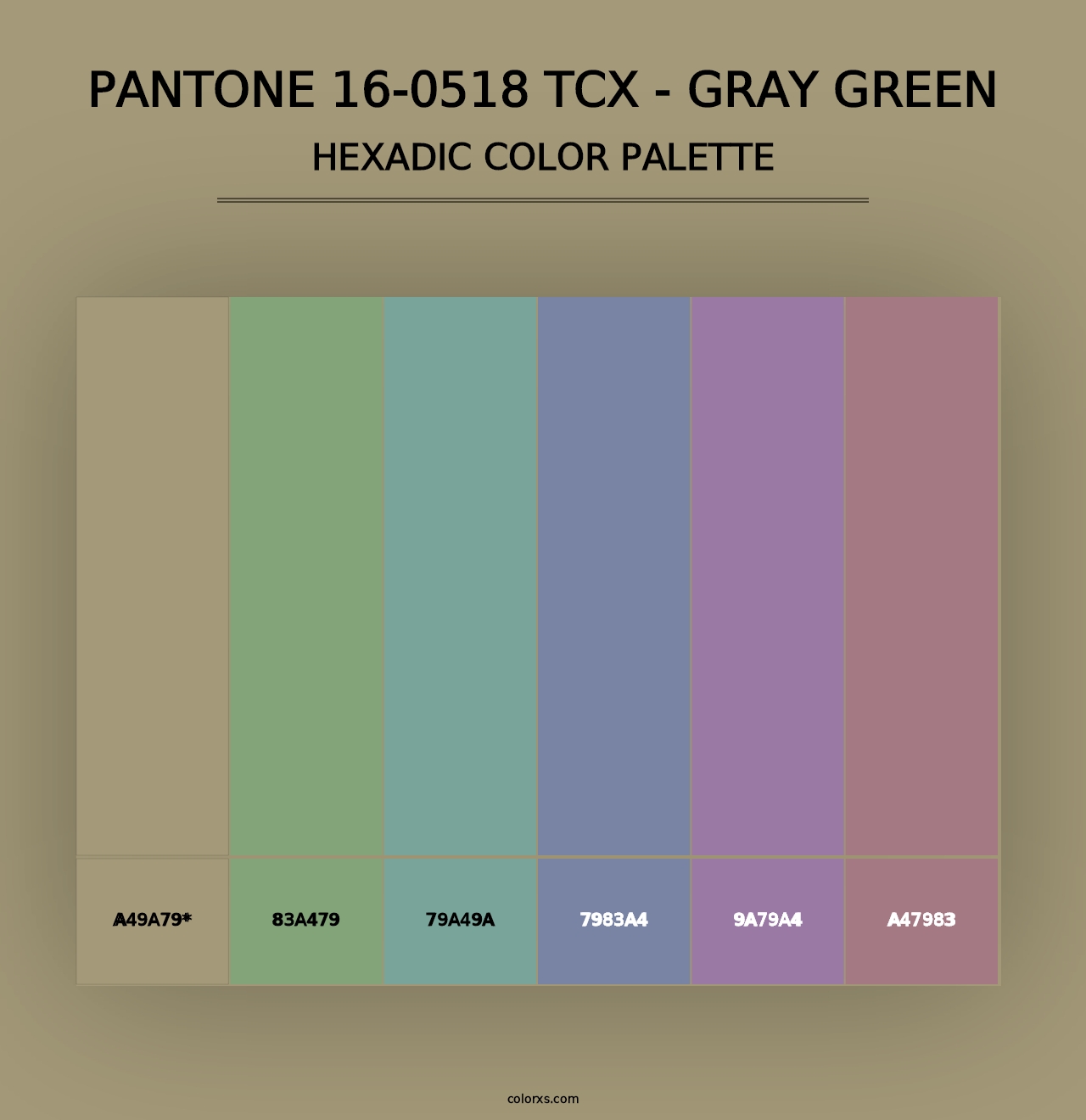 PANTONE 16-0518 TCX - Gray Green - Hexadic Color Palette