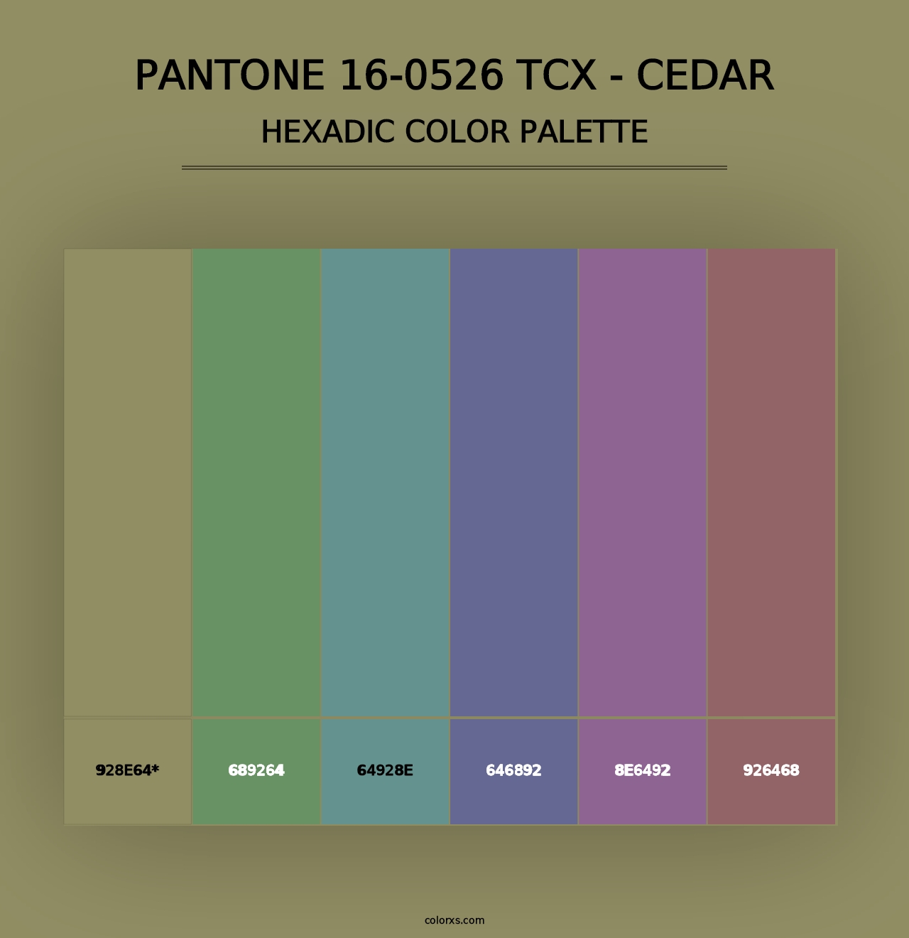 PANTONE 16-0526 TCX - Cedar - Hexadic Color Palette