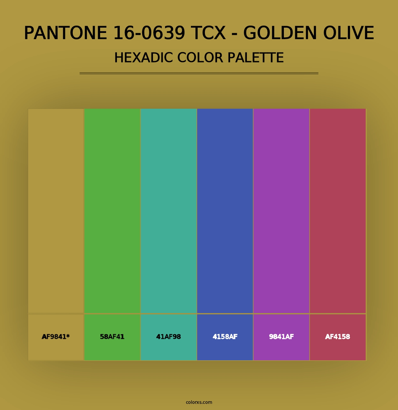 PANTONE 16-0639 TCX - Golden Olive - Hexadic Color Palette