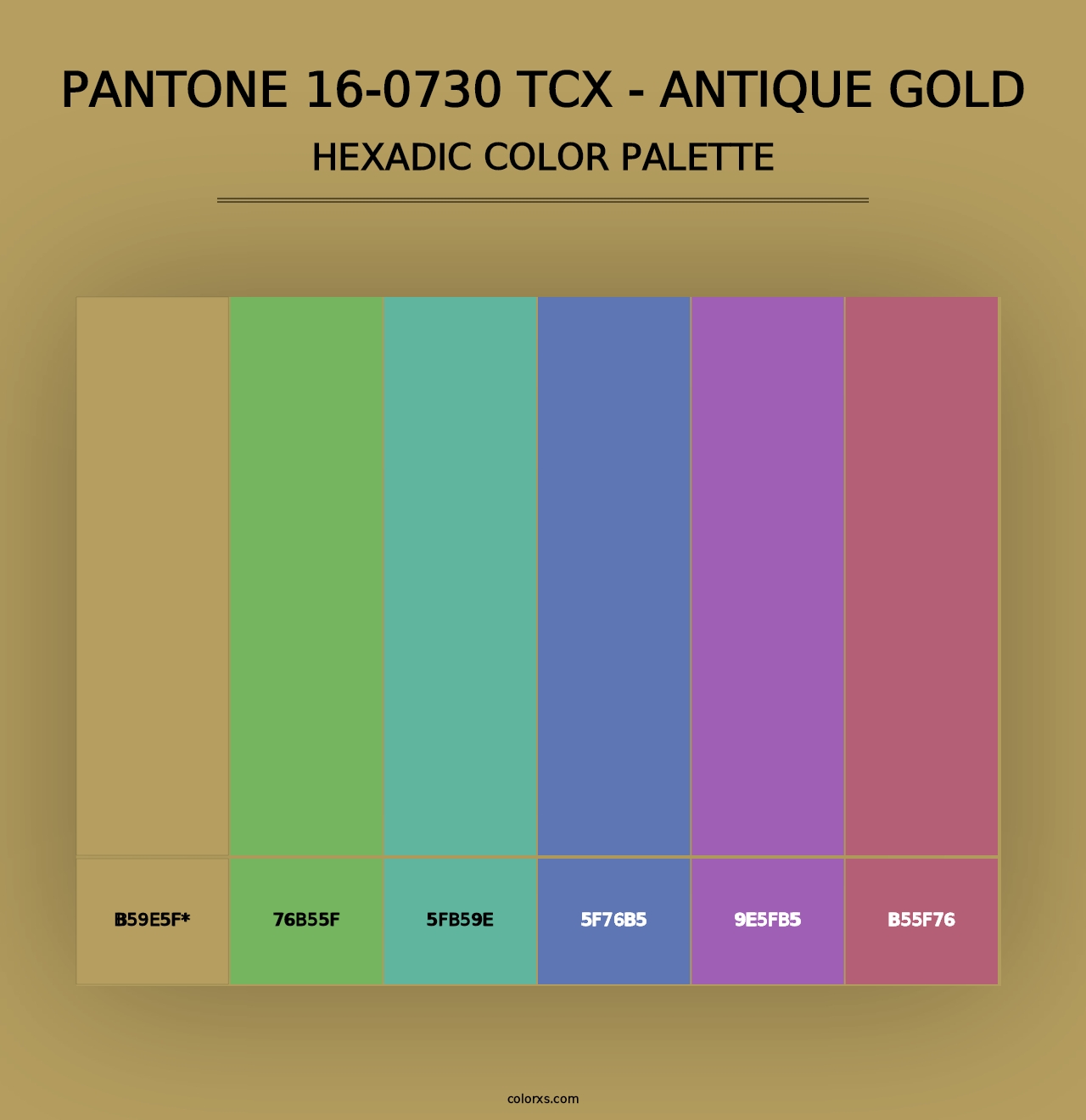 PANTONE 16-0730 TCX - Antique Gold - Hexadic Color Palette