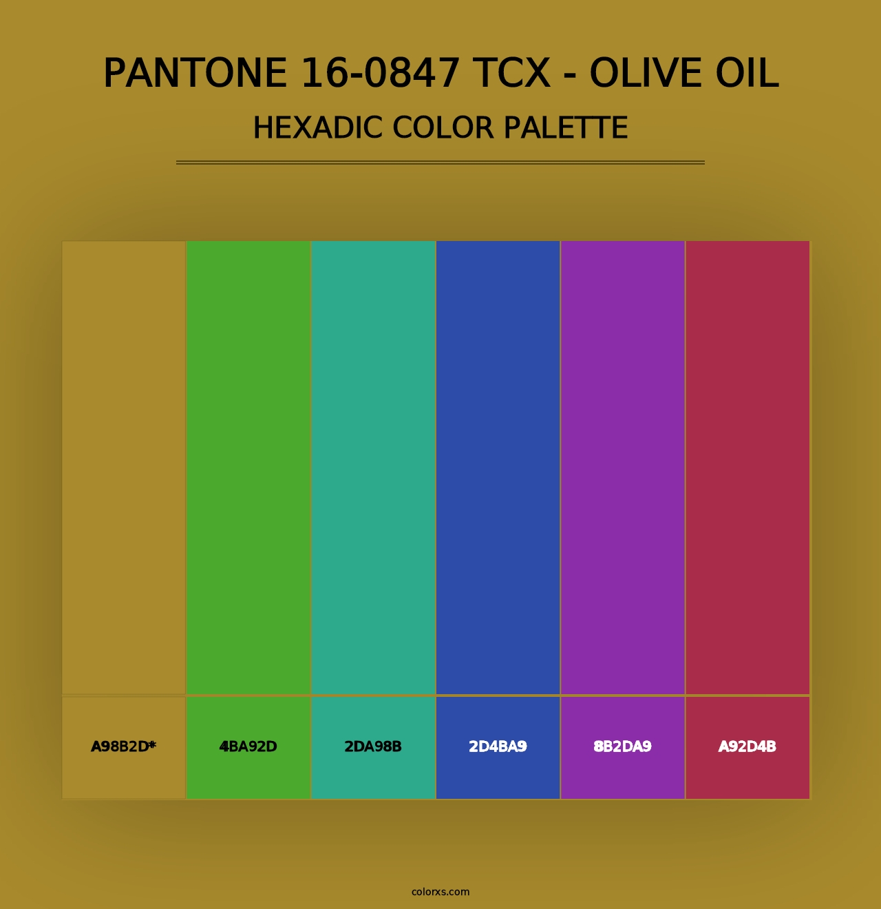 PANTONE 16-0847 TCX - Olive Oil - Hexadic Color Palette