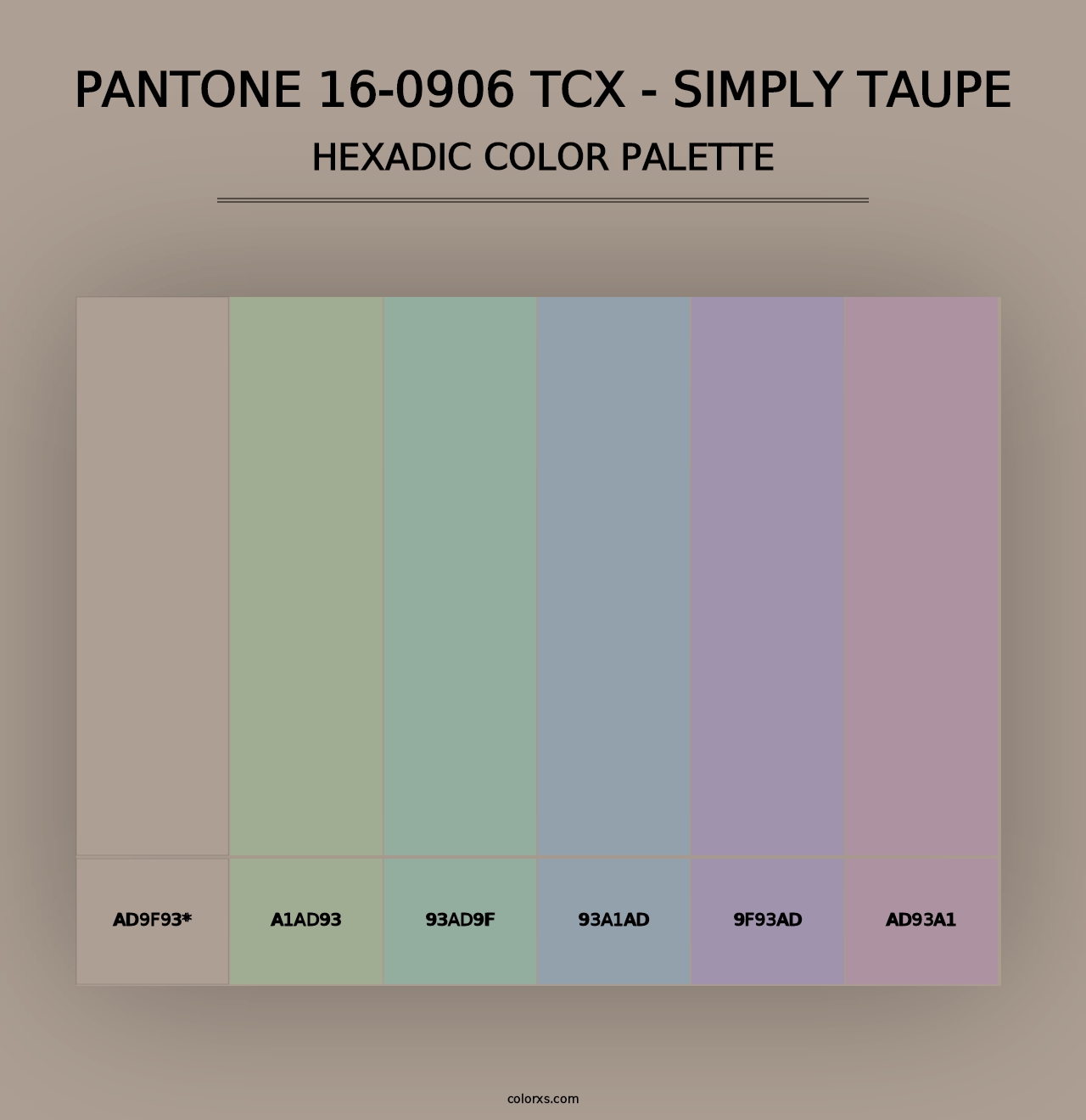 PANTONE 16-0906 TCX - Simply Taupe - Hexadic Color Palette