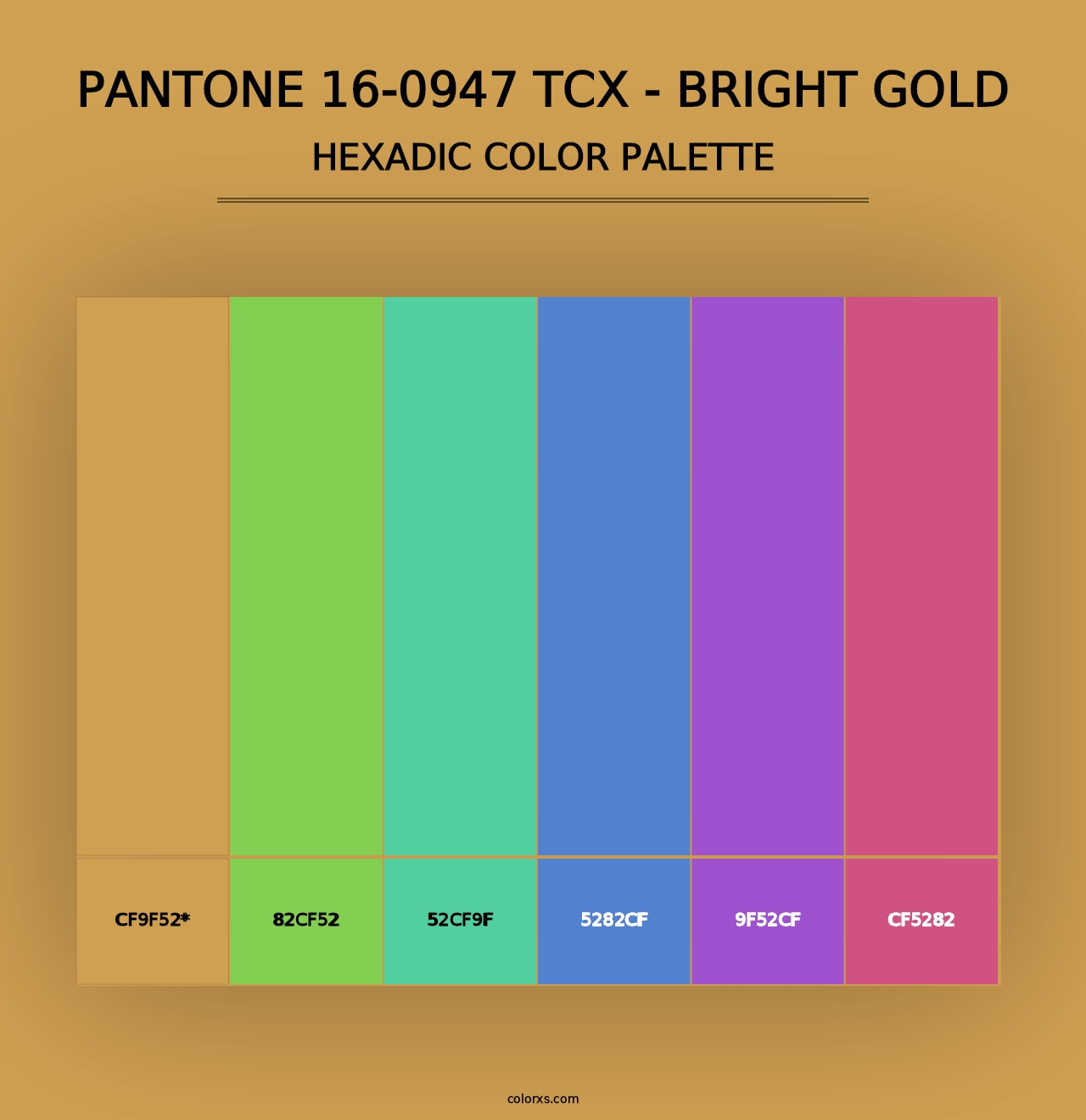 PANTONE 16-0947 TCX - Bright Gold - Hexadic Color Palette