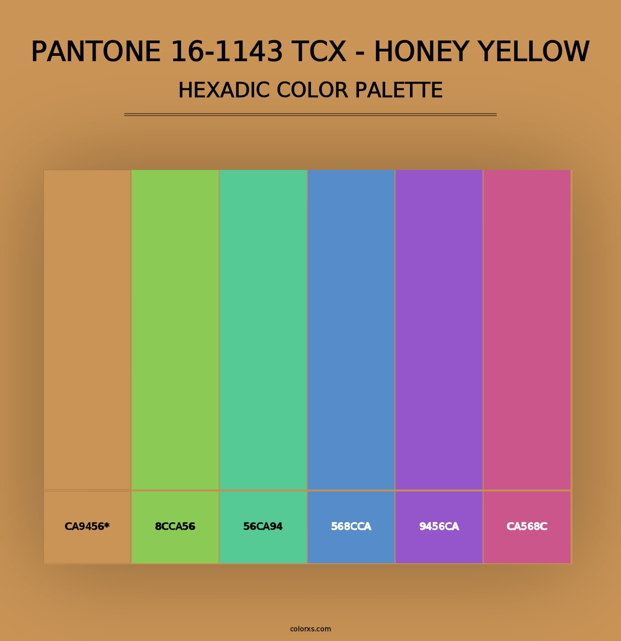 PANTONE 16-1143 TCX - Honey Yellow - Hexadic Color Palette