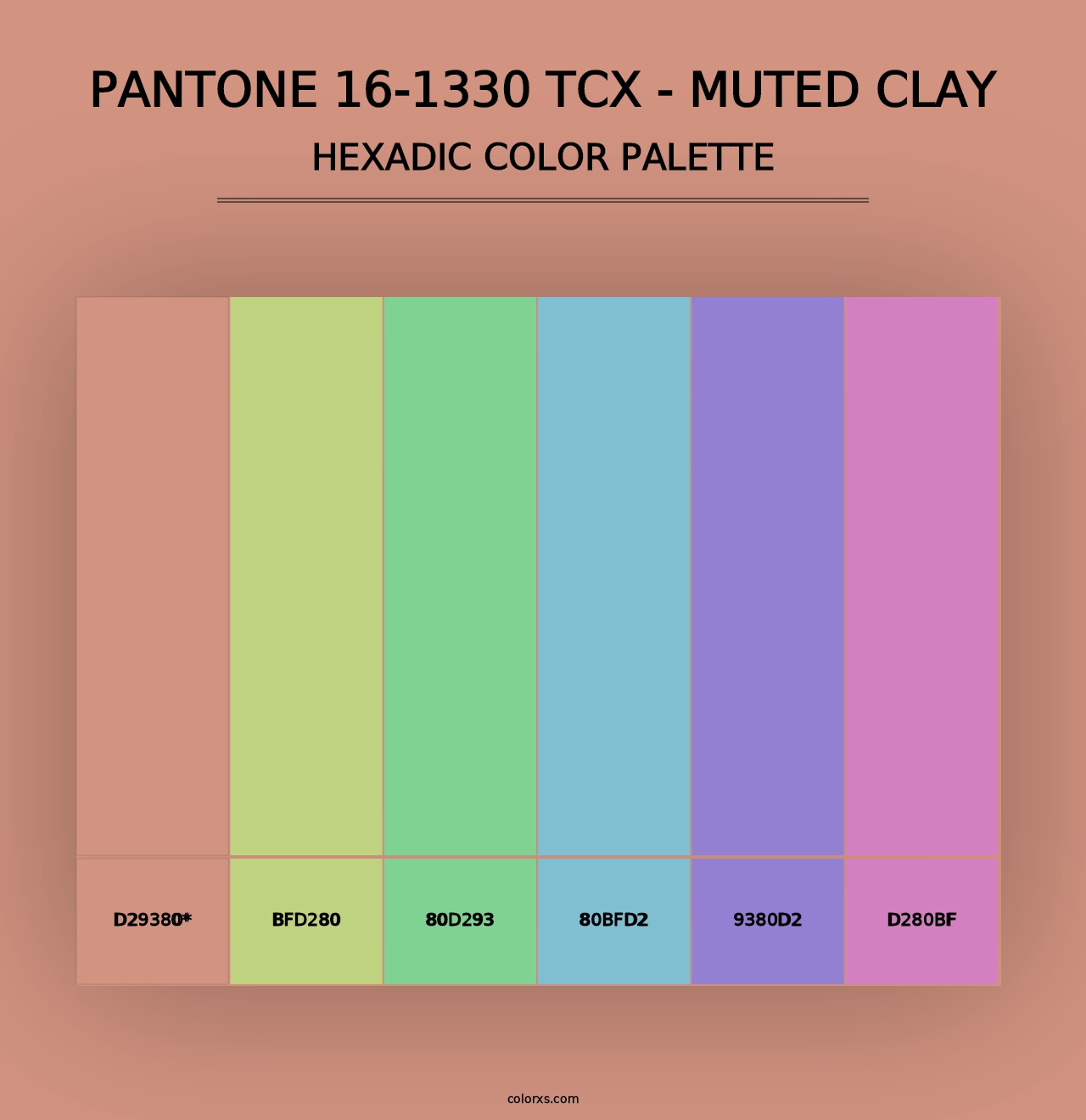 PANTONE 16-1330 TCX - Muted Clay - Hexadic Color Palette