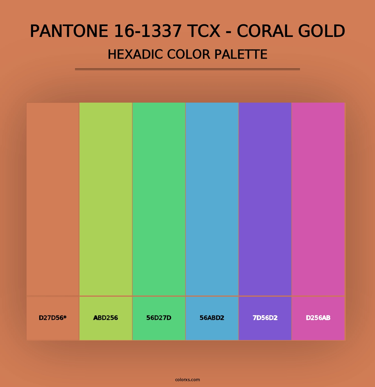 PANTONE 16-1337 TCX - Coral Gold - Hexadic Color Palette