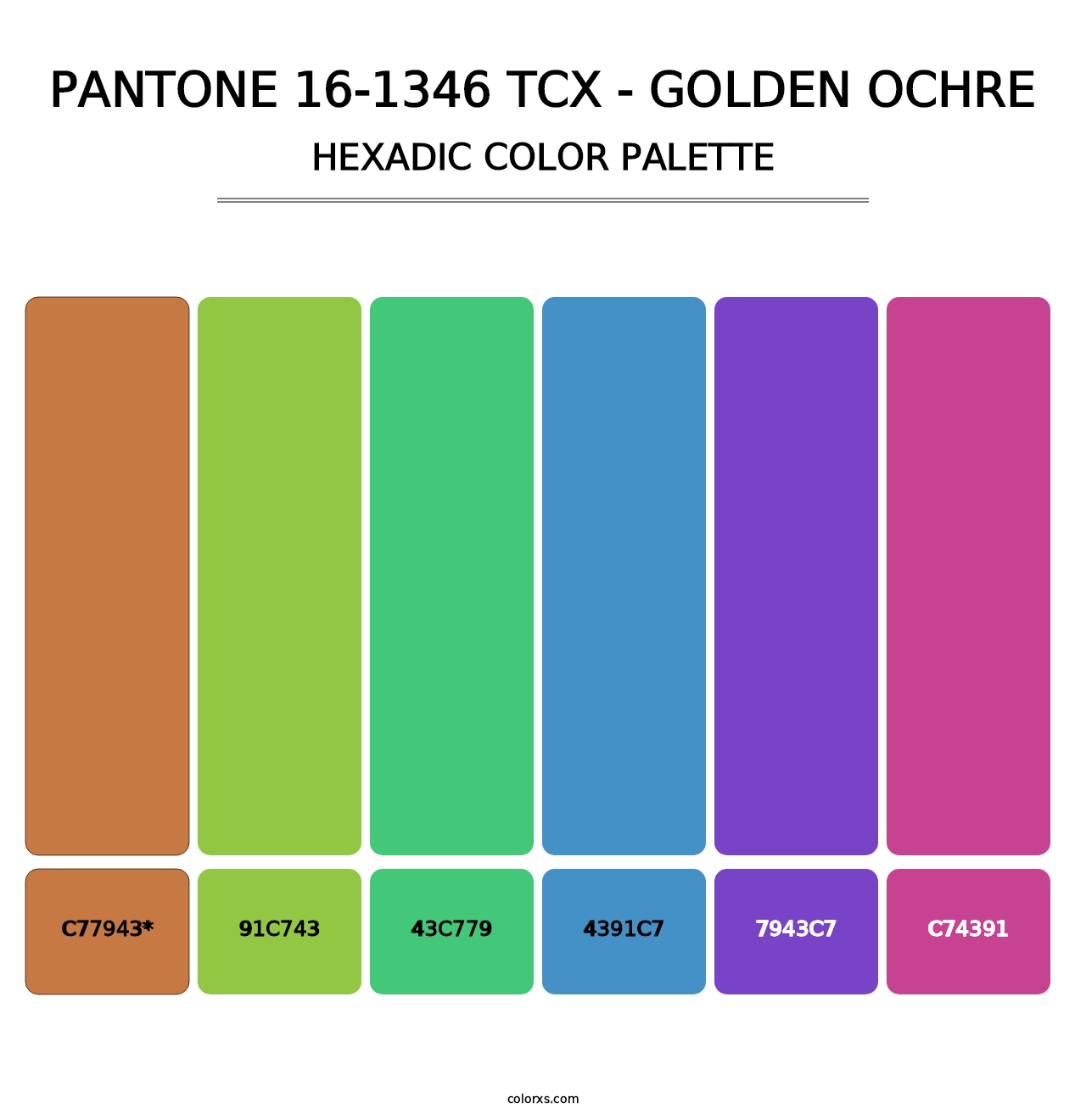PANTONE 16-1346 TCX - Golden Ochre - Hexadic Color Palette