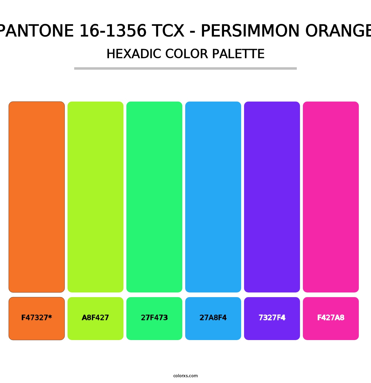 PANTONE 16-1356 TCX - Persimmon Orange - Hexadic Color Palette