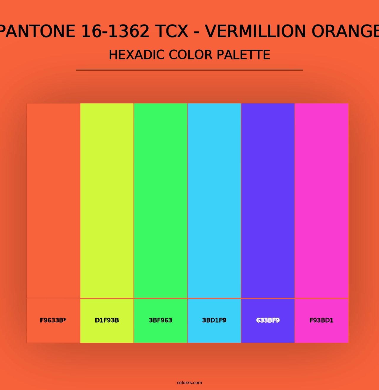 PANTONE 16-1362 TCX - Vermillion Orange - Hexadic Color Palette