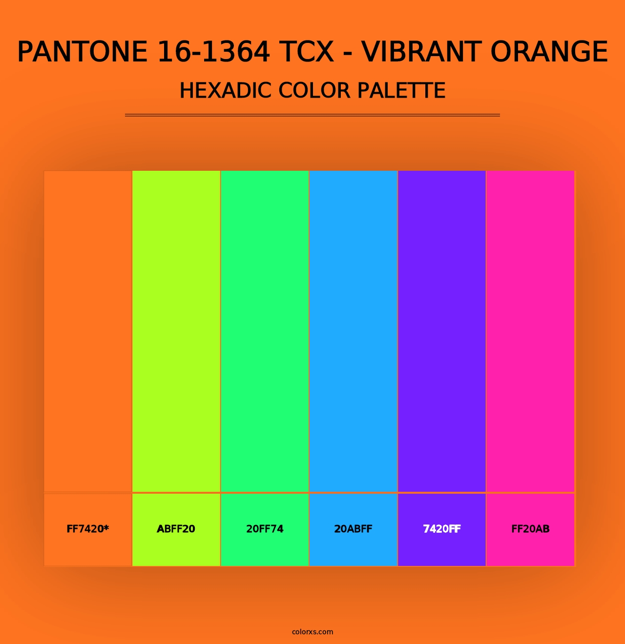 PANTONE 16-1364 TCX - Vibrant Orange - Hexadic Color Palette