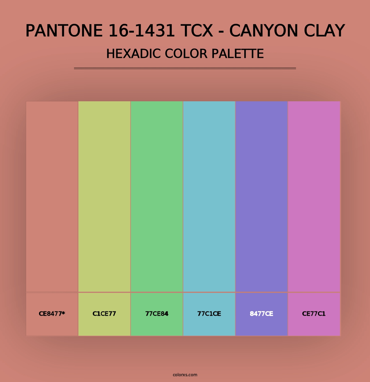 PANTONE 16-1431 TCX - Canyon Clay - Hexadic Color Palette