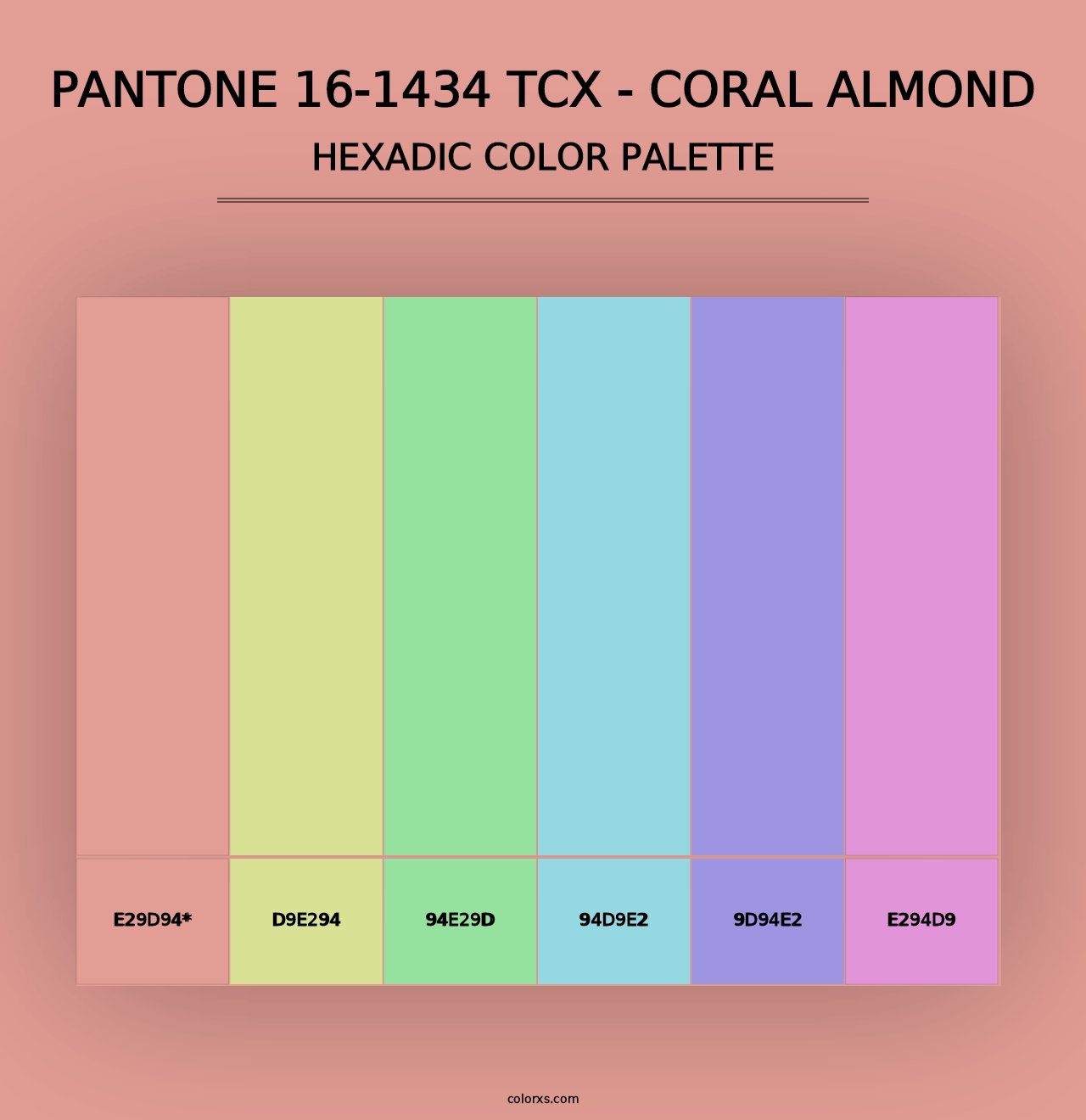 PANTONE 16-1434 TCX - Coral Almond - Hexadic Color Palette