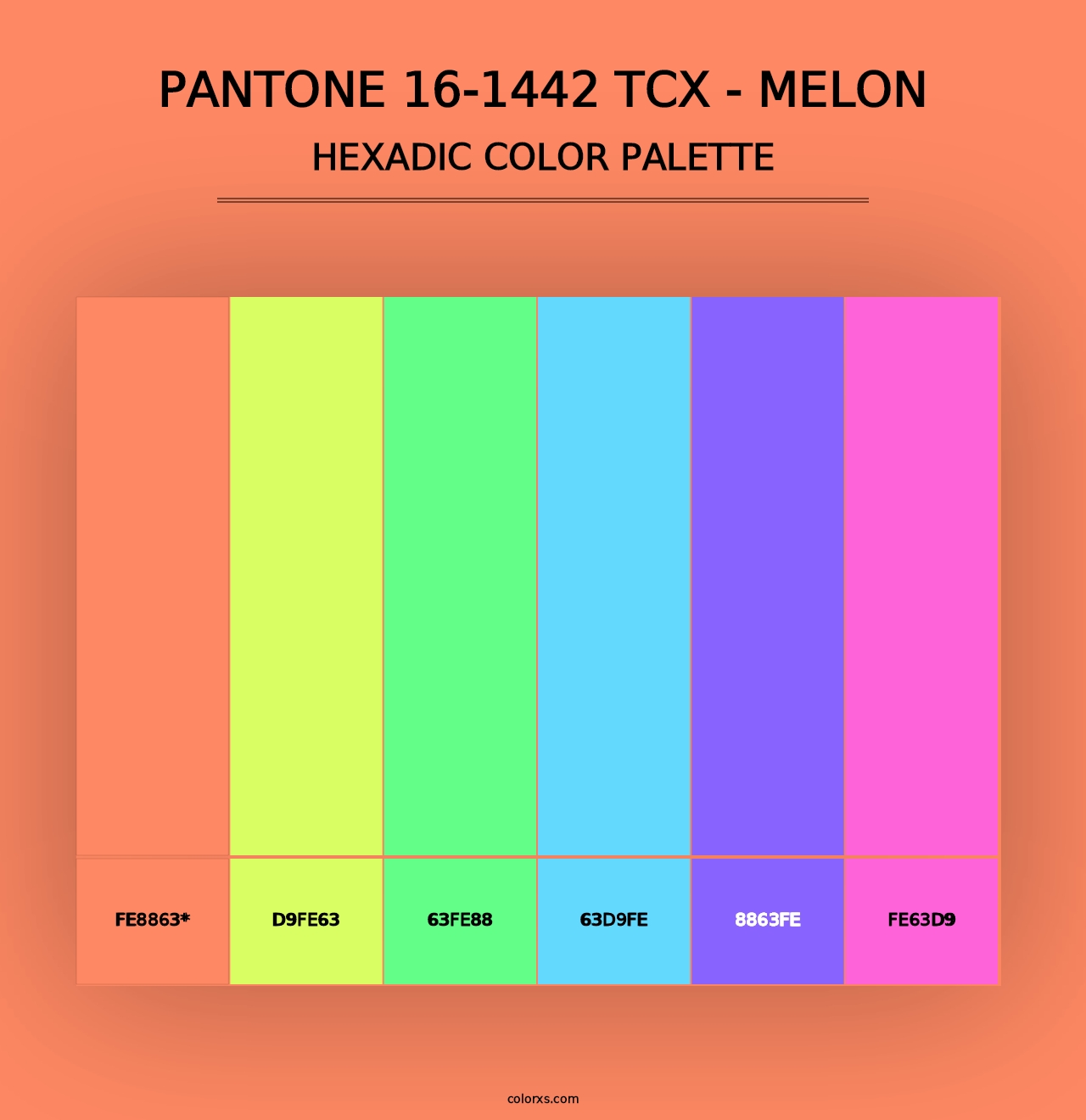 PANTONE 16-1442 TCX - Melon - Hexadic Color Palette