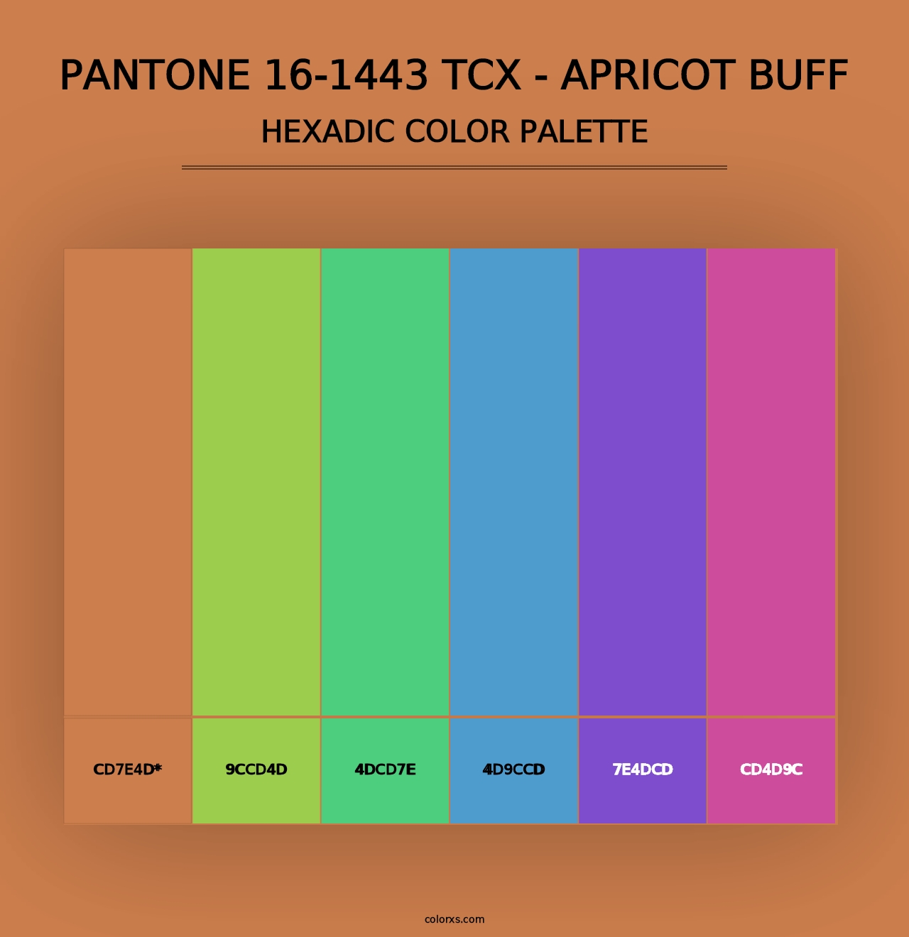 PANTONE 16-1443 TCX - Apricot Buff - Hexadic Color Palette