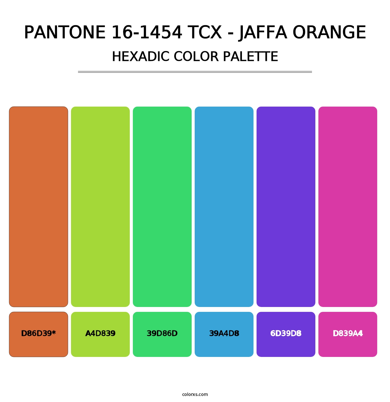 PANTONE 16-1454 TCX - Jaffa Orange - Hexadic Color Palette