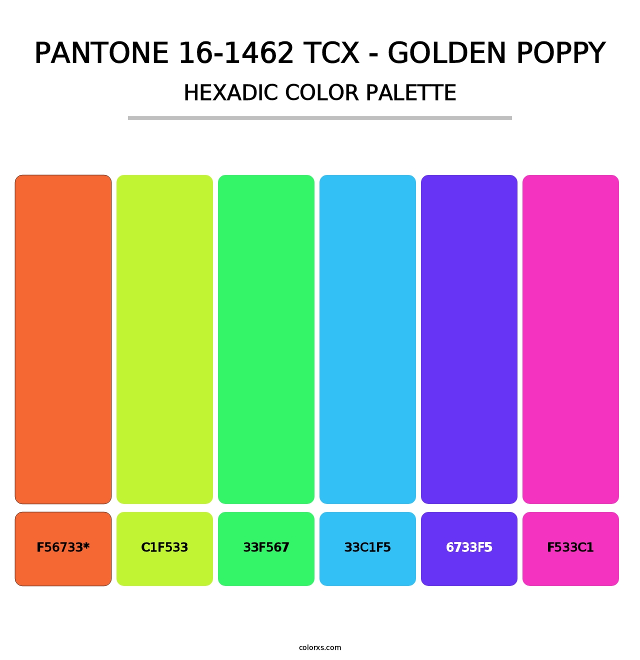 PANTONE 16-1462 TCX - Golden Poppy - Hexadic Color Palette