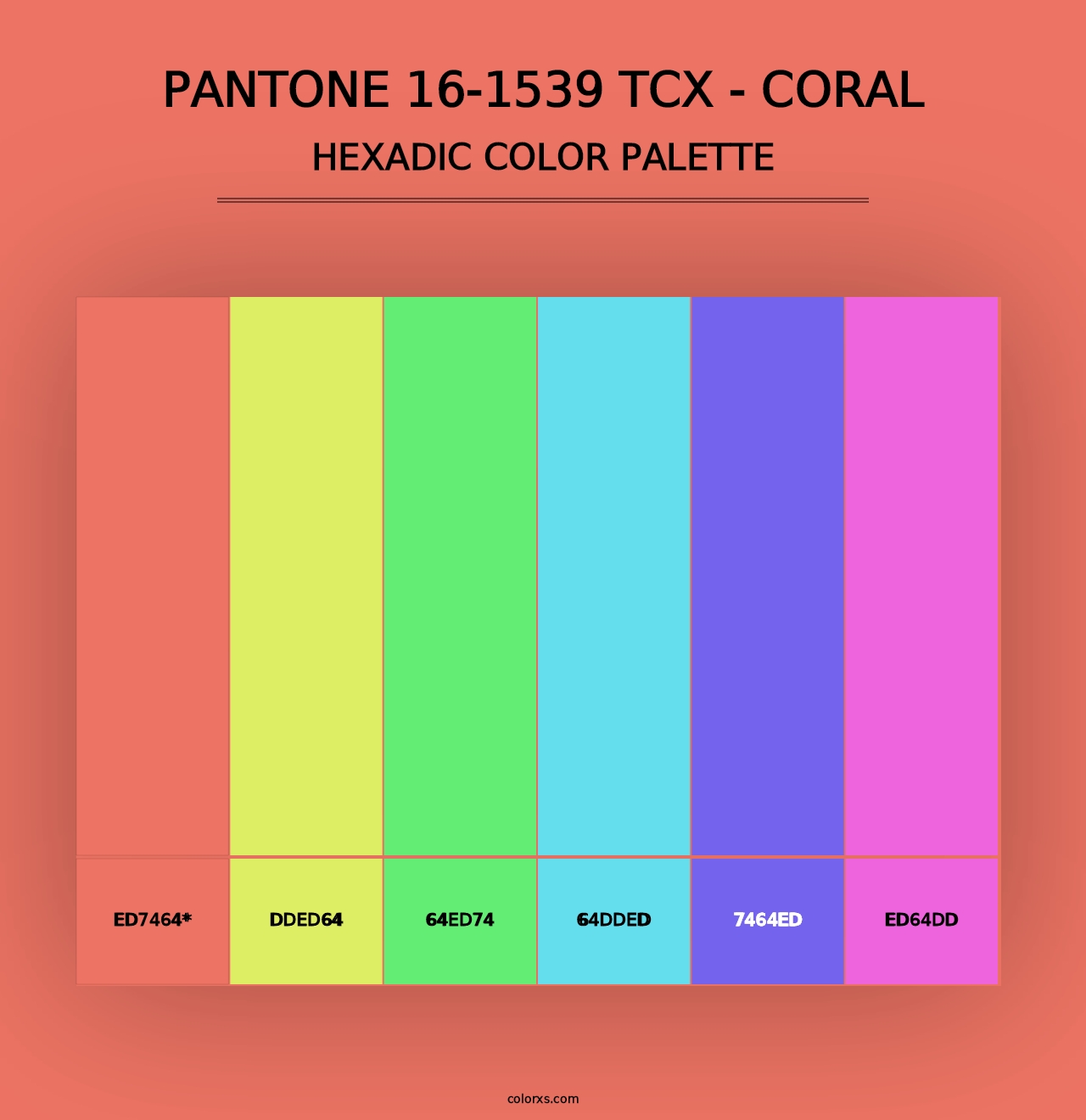 PANTONE 16-1539 TCX - Coral - Hexadic Color Palette