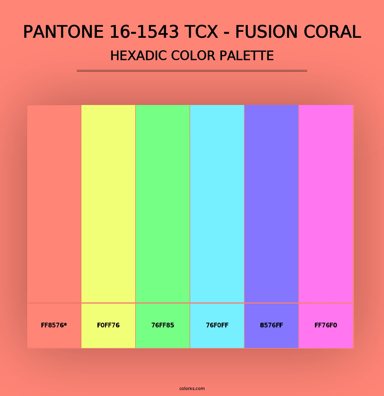 PANTONE 16-1543 TCX - Fusion Coral - Hexadic Color Palette