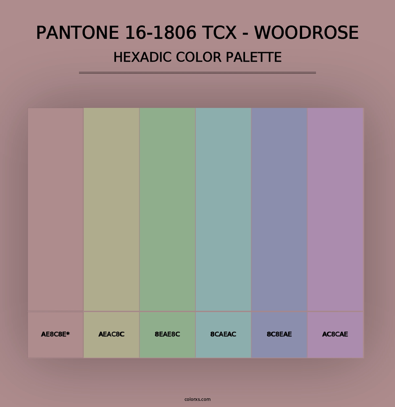 PANTONE 16-1806 TCX - Woodrose - Hexadic Color Palette