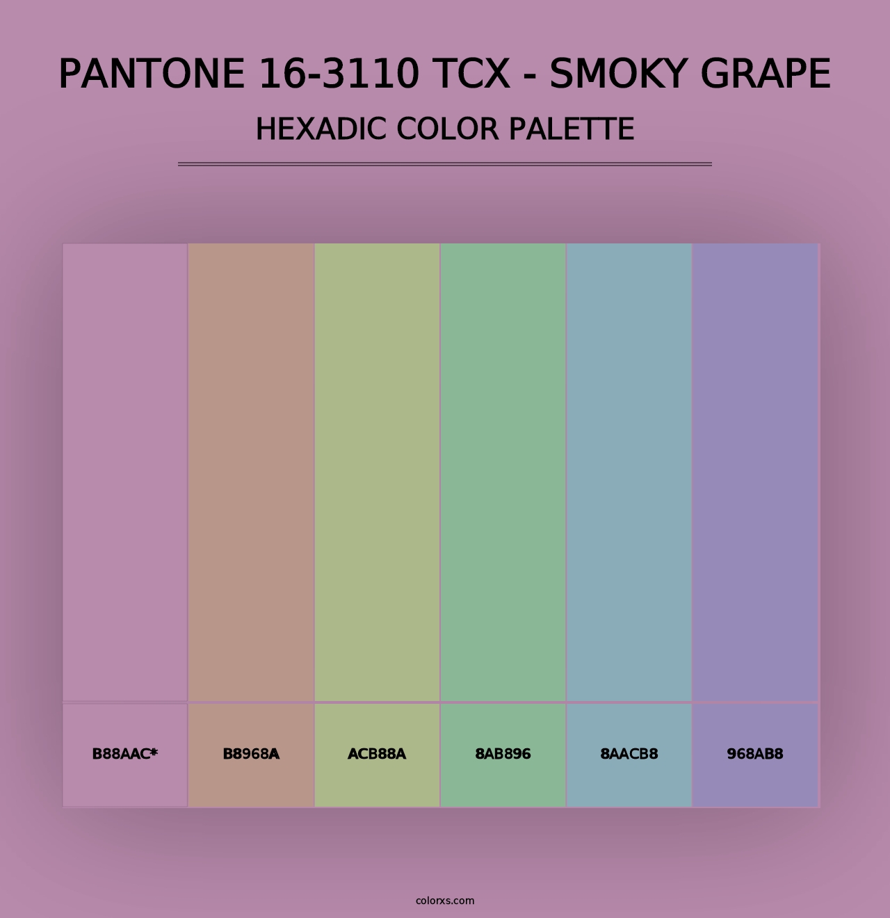 PANTONE 16-3110 TCX - Smoky Grape - Hexadic Color Palette