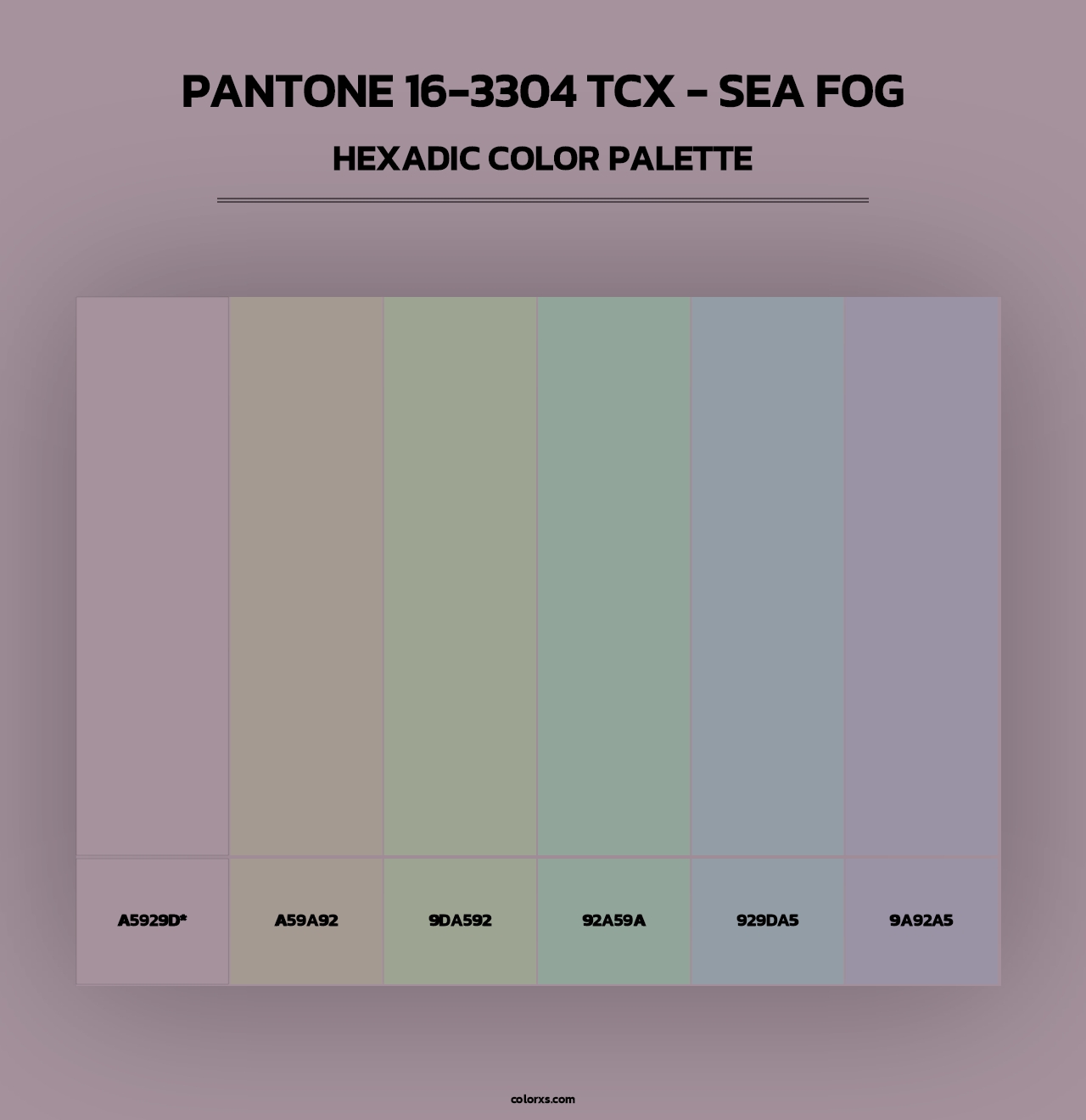 PANTONE 16-3304 TCX - Sea Fog - Hexadic Color Palette